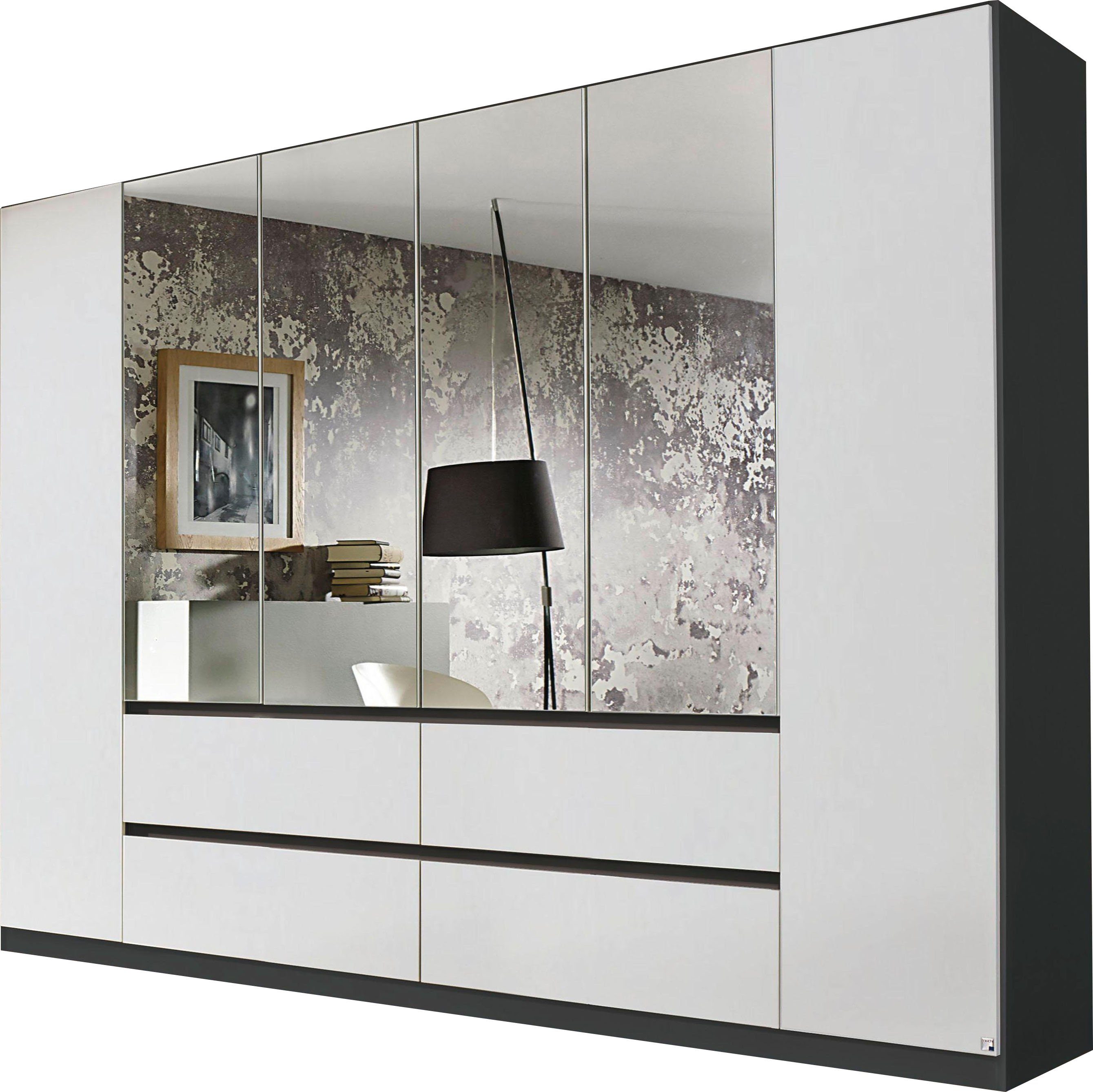 rauch Drehtürenschrank Schrank Garderobe MAINZ Breiten 91/136/181/226/271/315/360, Höhe 210cm (3 verschiedene Ausstattungen BASIC/CLASSIC/PREMIUM (inkl. SOFT-CLOSE) grifflose Front, Außentüren mit Push-to-Open Funktion MADE IN GERMANY