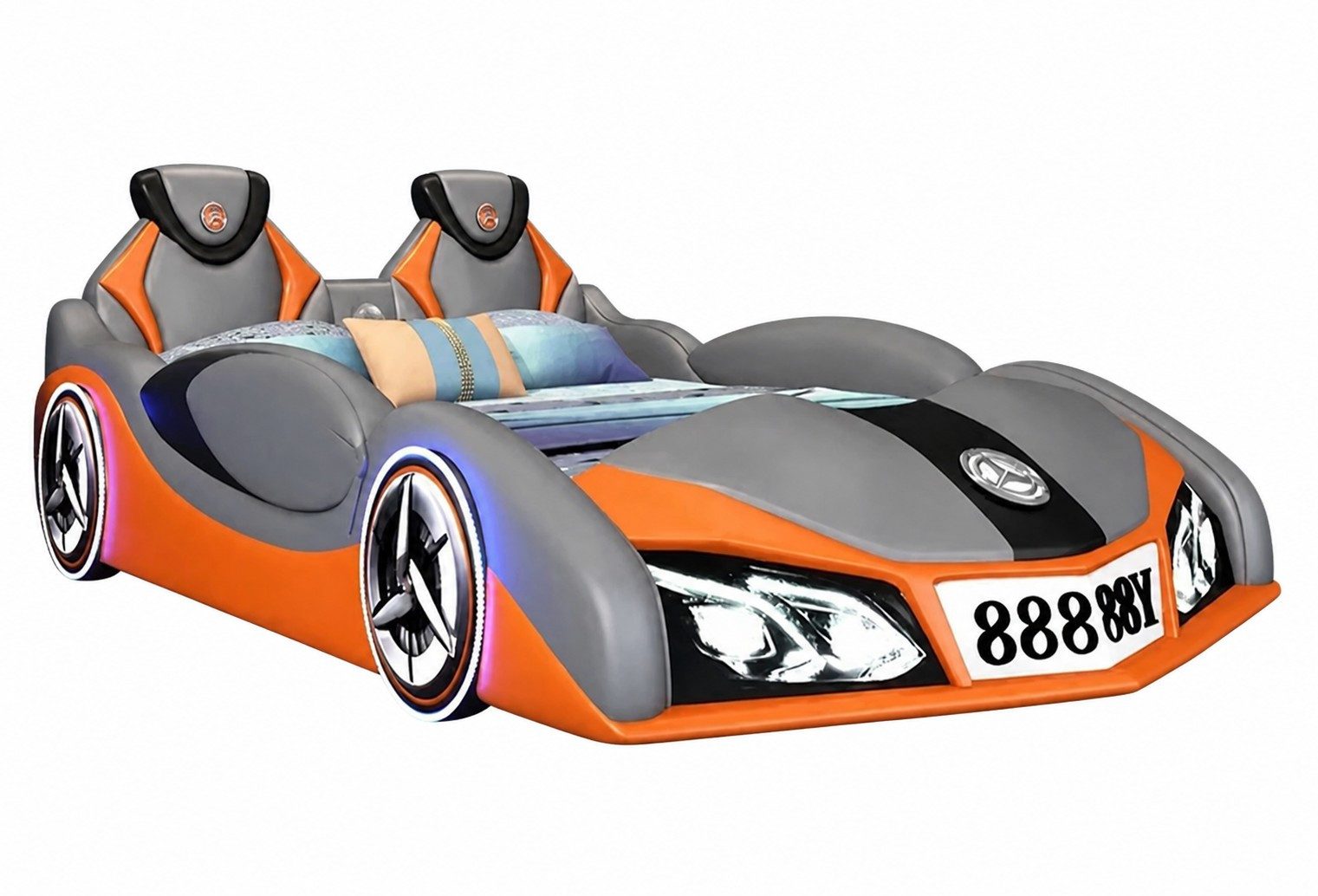Xlmoebel Autobett Kinderbett im Auto-Design mit Bluetooth und LED-Beleuchtung, Made in Europa