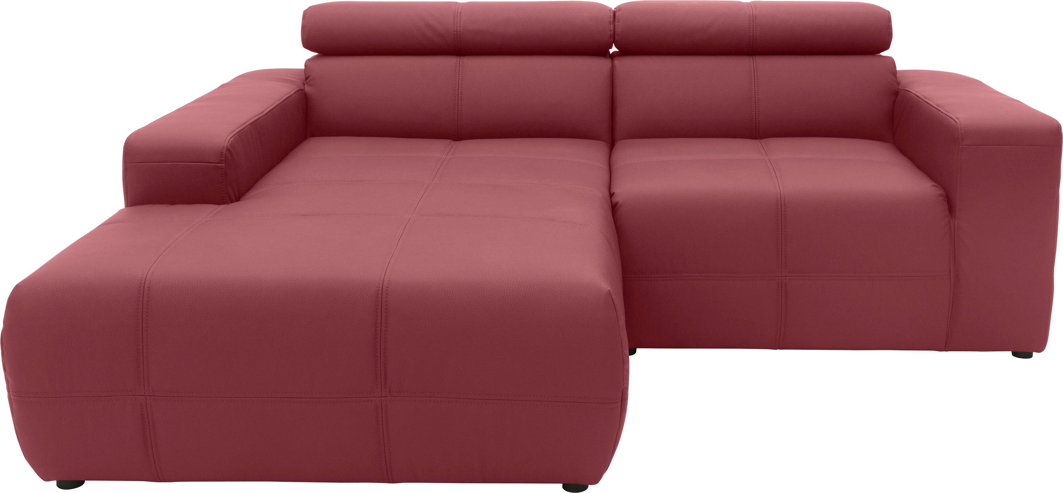 DOMO collection Ecksofa Brandon kleine Ausführung B/T/H: 214/100/80 cm, Mit Kopfteilverstellung, auch in Leder und Cord, L-Form