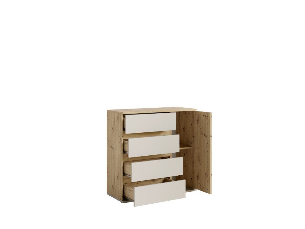 Home affaire Kommode LANDUVA Sideboard mit viel Stauraum, Breite 80 cm, Schrank mit Schubladen und 1 Tür, Lamellen Design