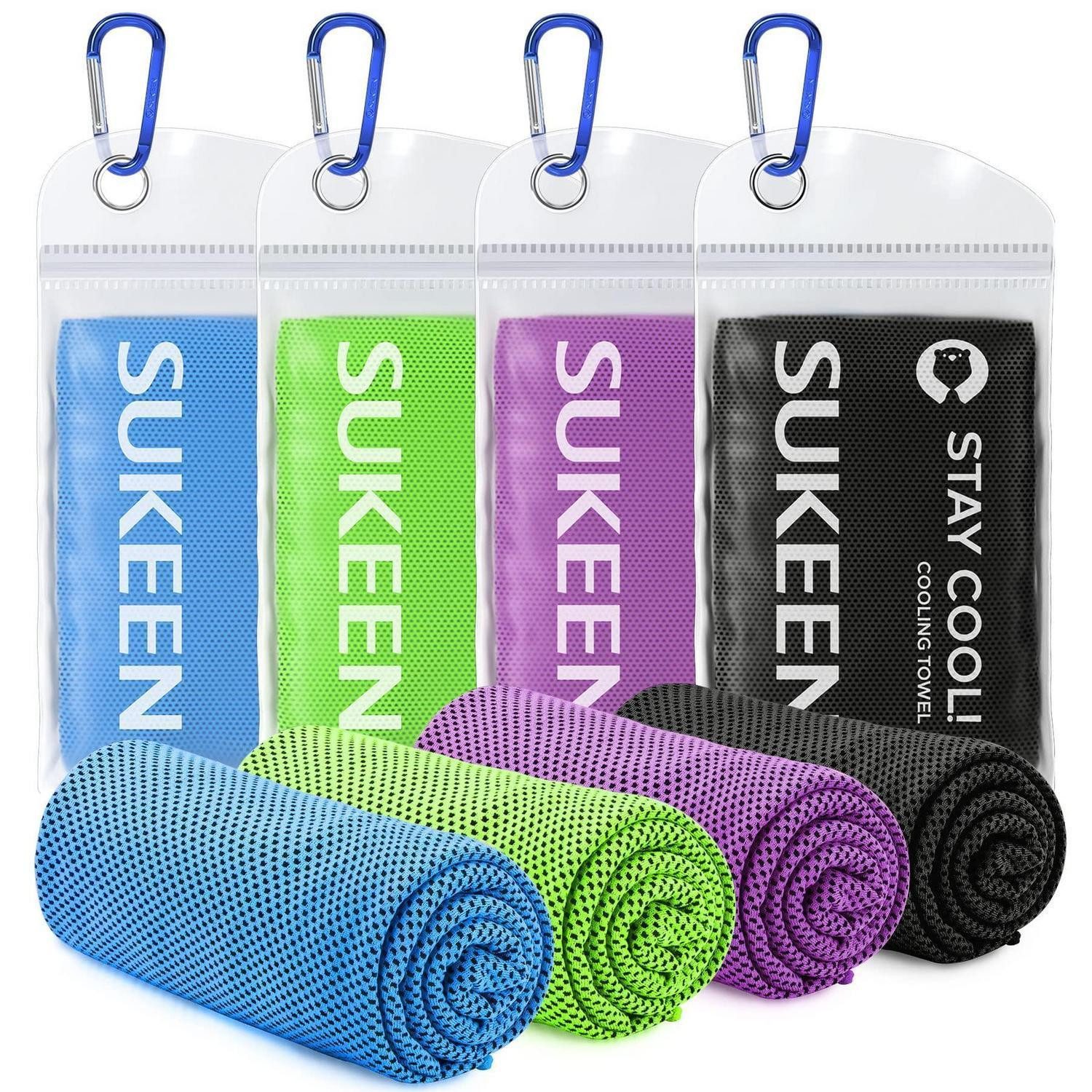 LuxusKollektion Handtuch Set Kühltuch Set, 4 Farben, mit Tasche, (4-St)