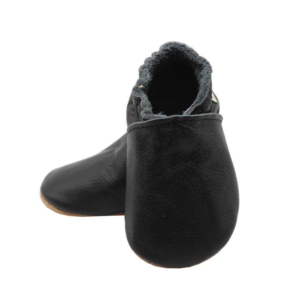 Sayoyo Weiche Leder Ходунки Домашняя обувь Lederpuschen Schwarz Lauflernschuh (Handgenäht, weiche, leichte, flexible, rutschfest) 100 % echtes Leder