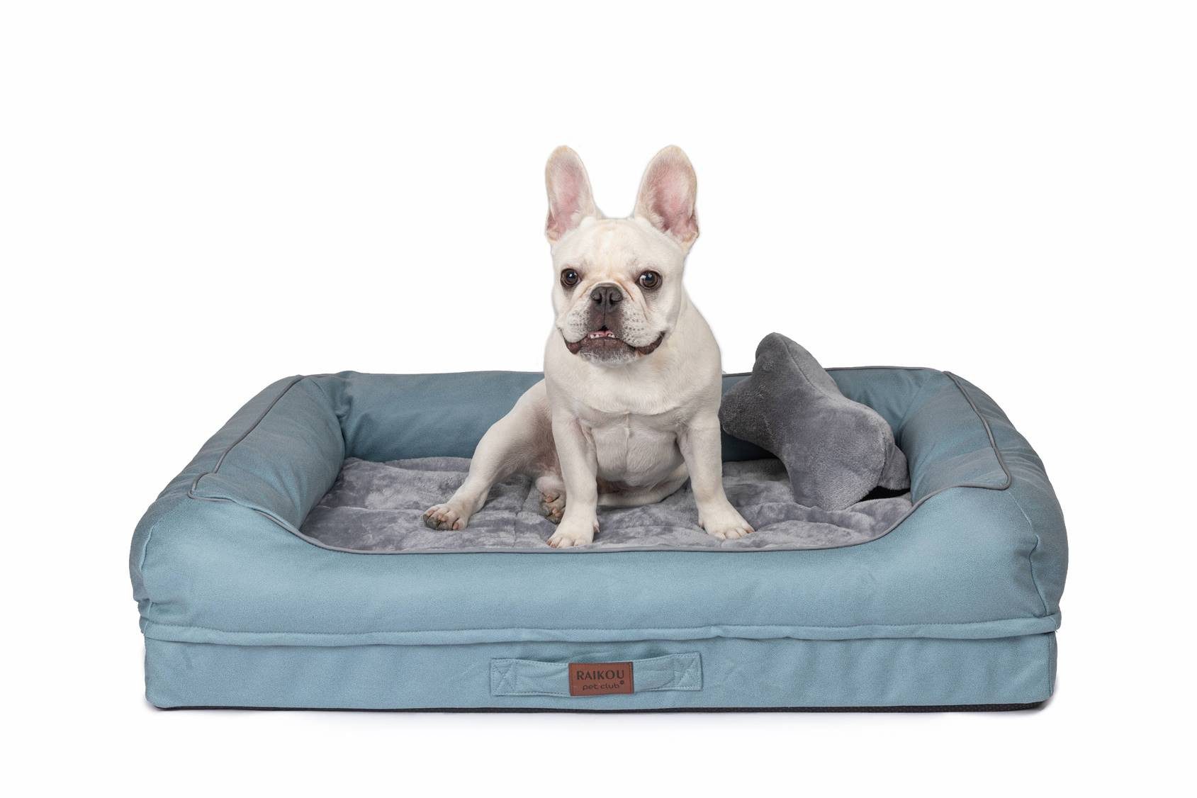RAIKOU Hundematte Hundebett mit Abnehmbarem Kissen, Schlafplatz Hundesofa Tierbedarf, 100% Polyester, gepolstertes waschbares, mit Hundekissen