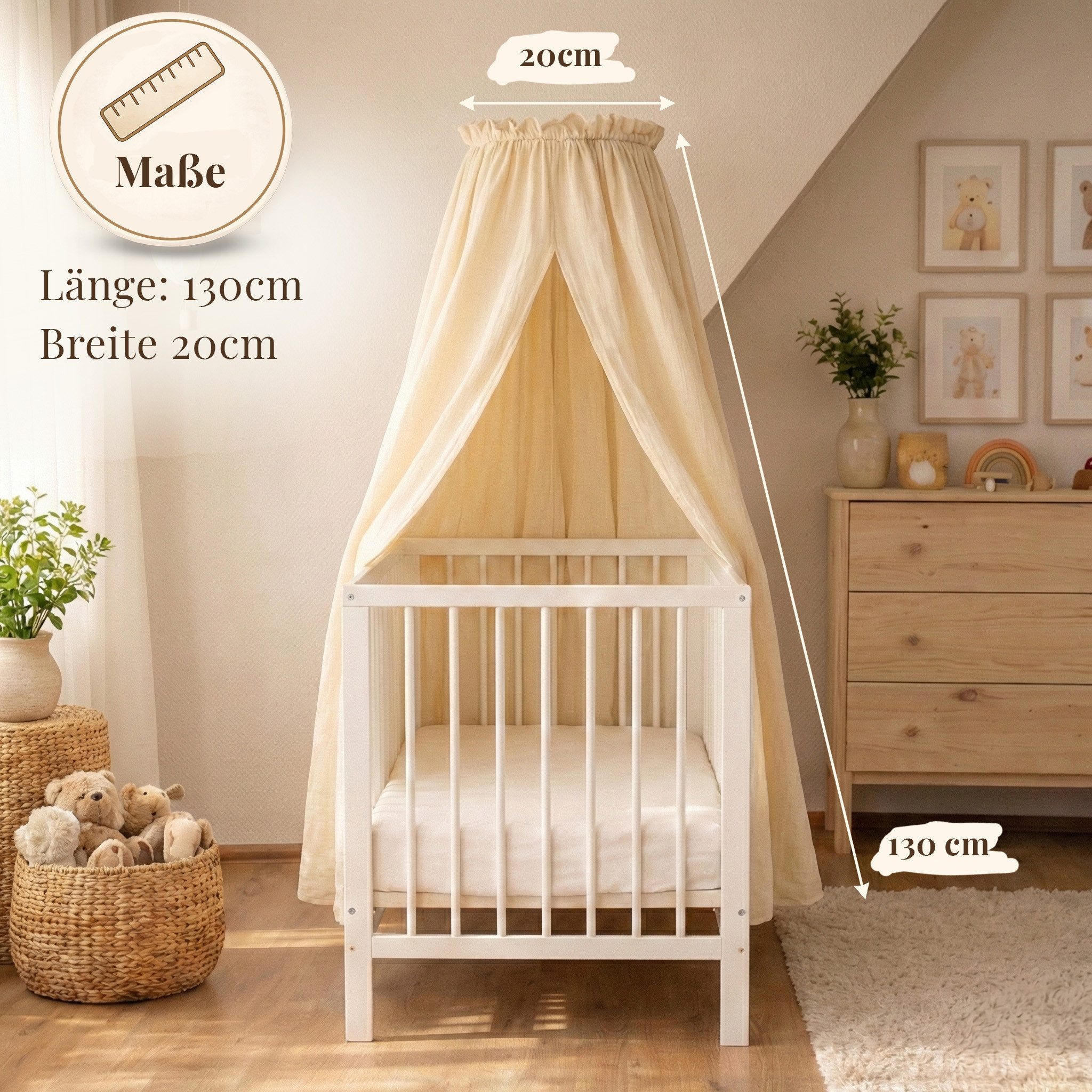 Babykajo Betthimmel Stoff + Ständer (Set, 1-tlg., in verschiedenen Varianten), Betthimmel Ständer mit Betthimmel für Babybetten – Bild 2 von 5