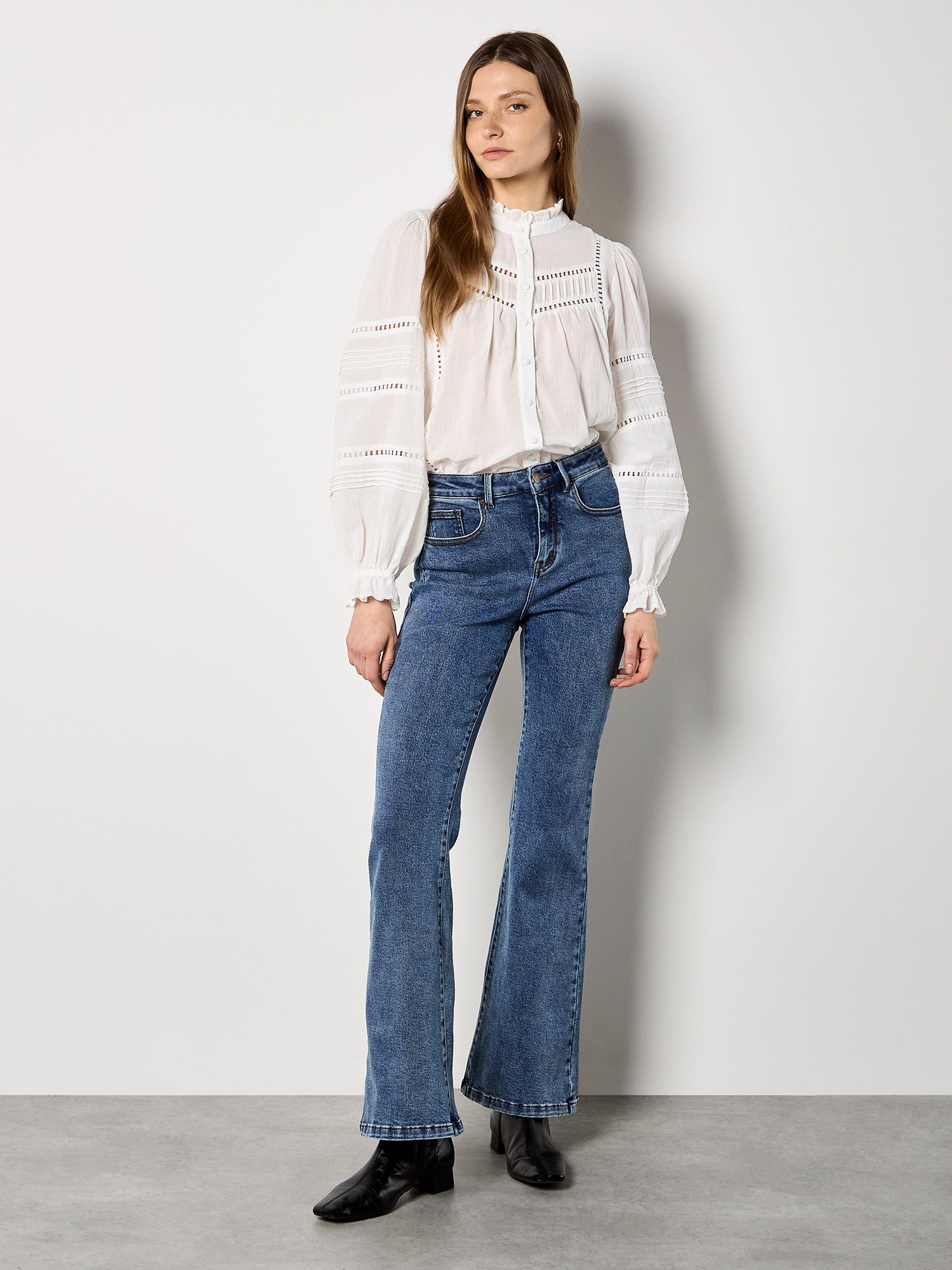Apricot Rüschenbluse Spitzenbluse mit Rüschen Spitze