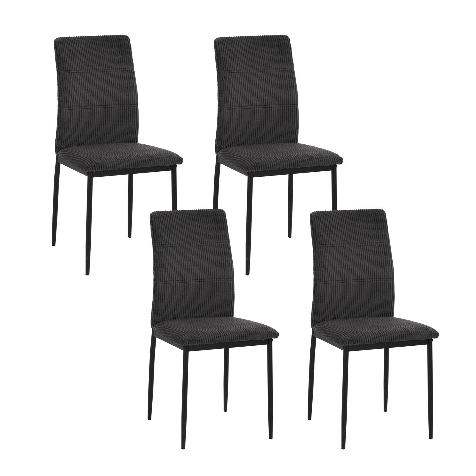 HTI-Living Esszimmerstuhl Esszimmerstuhl Finn Cordstoff Anthrazit (Set, 4 St), Polsterstuhl mit Metallgestell Schwarz