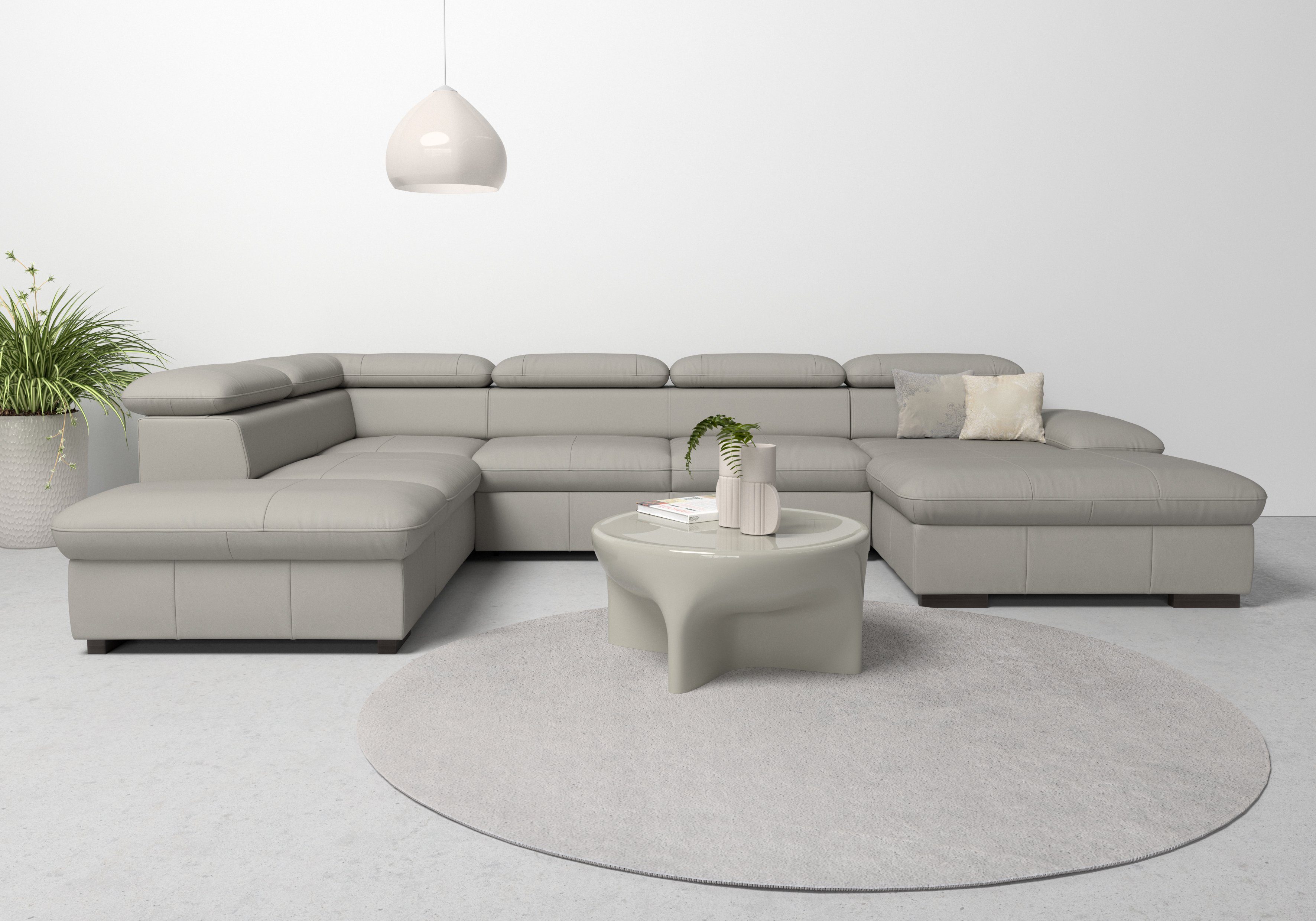 Home affaire Wohnlandschaft "Alberto U-Form", mit Kopfteilverstellung, wahl günstig online kaufen