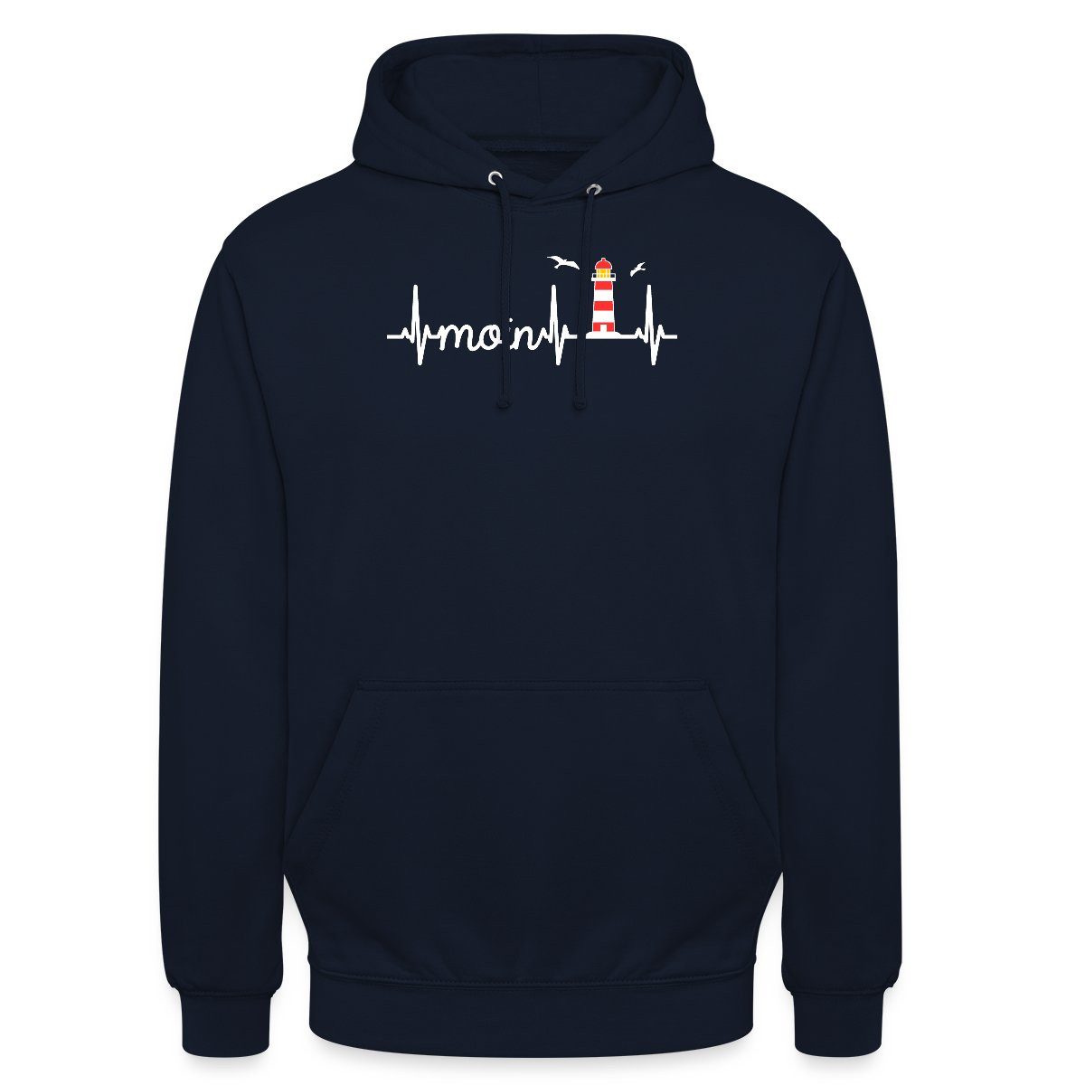 Hoodie Moin EKG Herzschlag Leuchtturm Möwe Unisex Hoodie