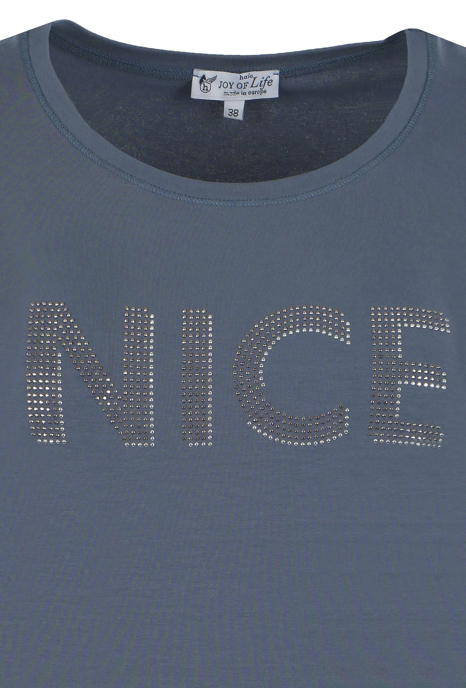 Hajo Blusenshirt Damen Basic Shirt Strass-Wording