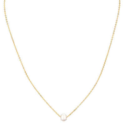 Célia von Barchewitz Perlenkette "PEARL PETITE" zarte Halskette kurz mit Perlenanhänger, 18k vergoldet, Länge von 44 - 49 cm verstellbar