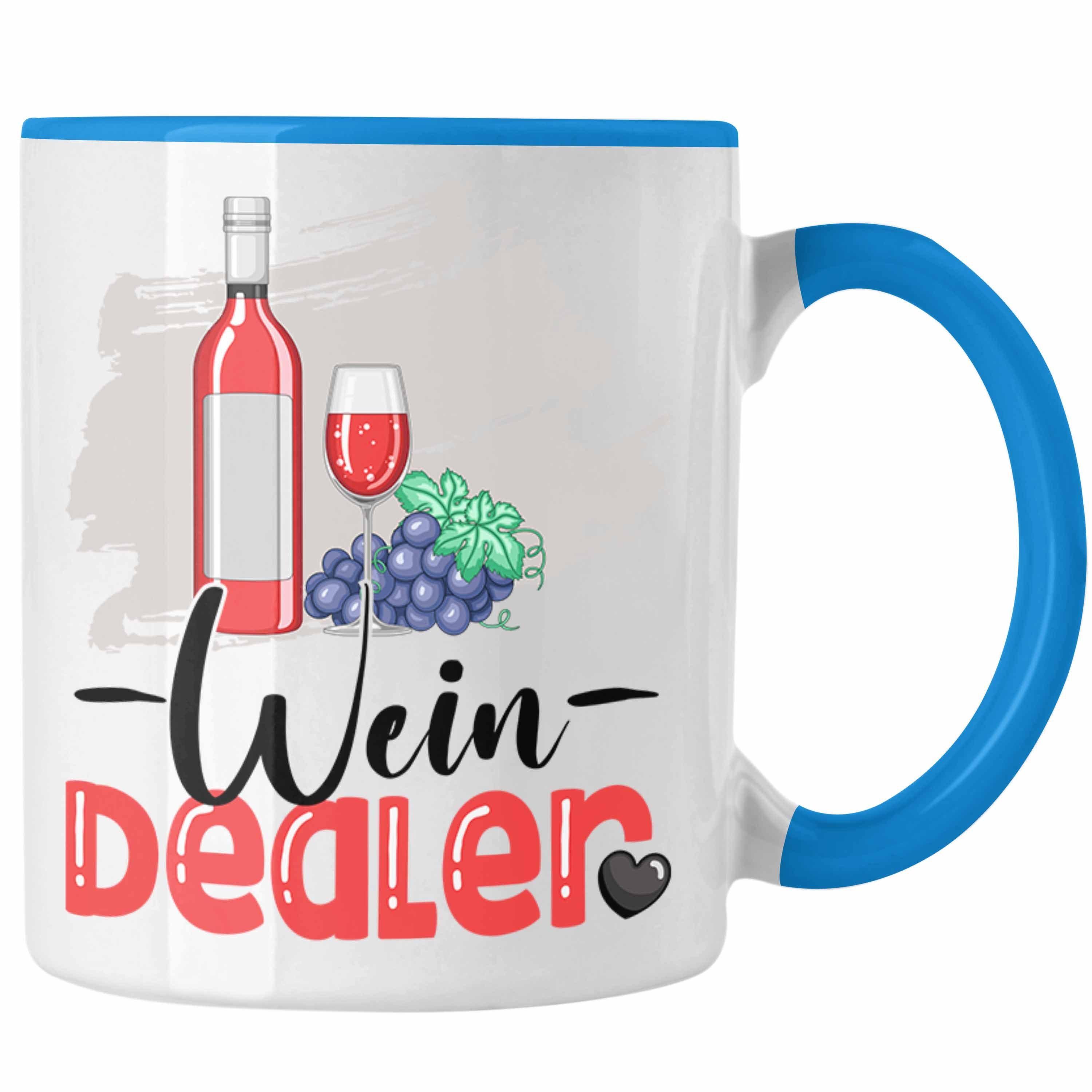 Trendation Tasse Wein Dealer Tasse Geschenk für Weinverkäufer Geburtstag Spruch Geschen Blau