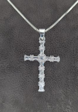 NAHLE Kette mit Anhänger Kreuz Silberkette Kreuz Kette (inkl. Schmuckbox), 925 Silber / rhodiniert