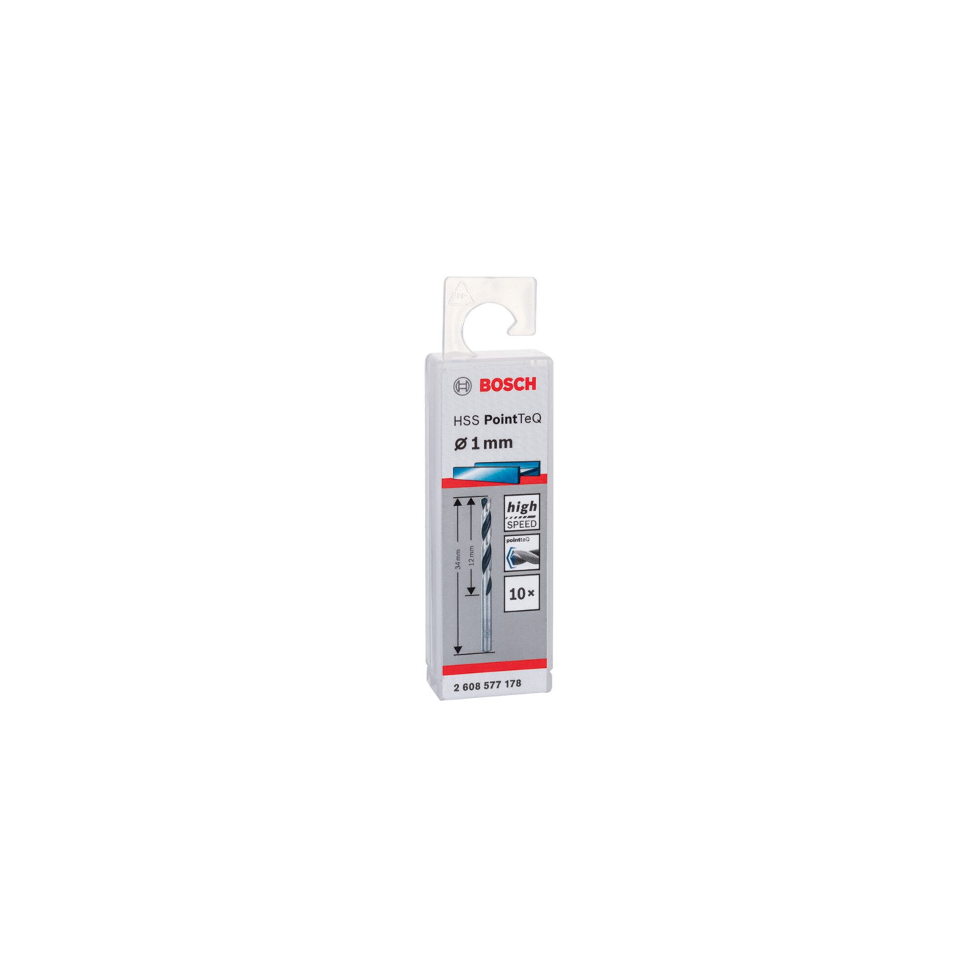 Bosch Professional Holzbohrer Bosch Metallspiralbohrer HSS PointTeQ, DIN 338, 1,0 mm, 2er-Pack 10 St