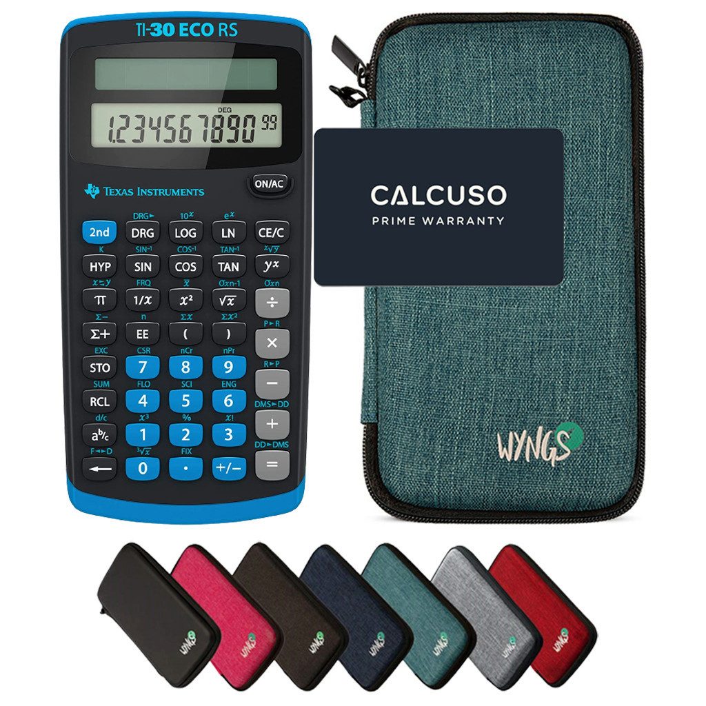 Texas Instruments Taschenrechner TI-30 ECO RS inkl. WYNGS Schutztasche Türkis