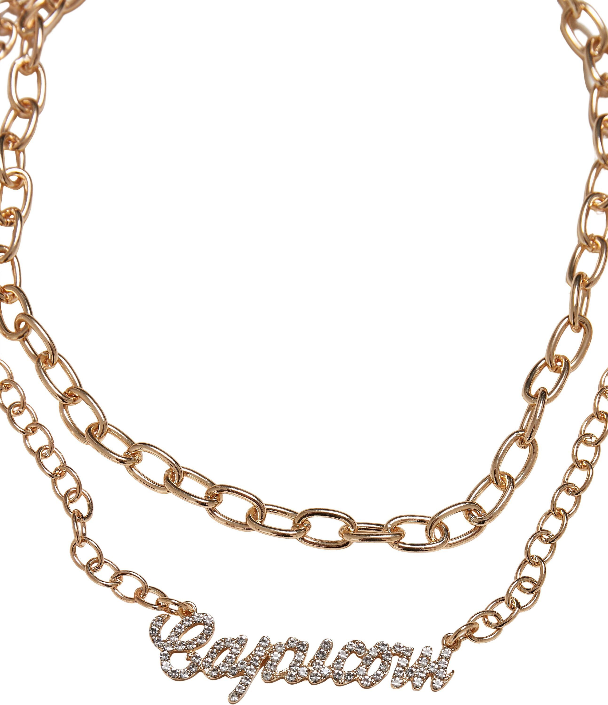 URBAN CLASSICS Edelstahlkette Necklace capricorn Golden Diamond Accessoires Zodiac