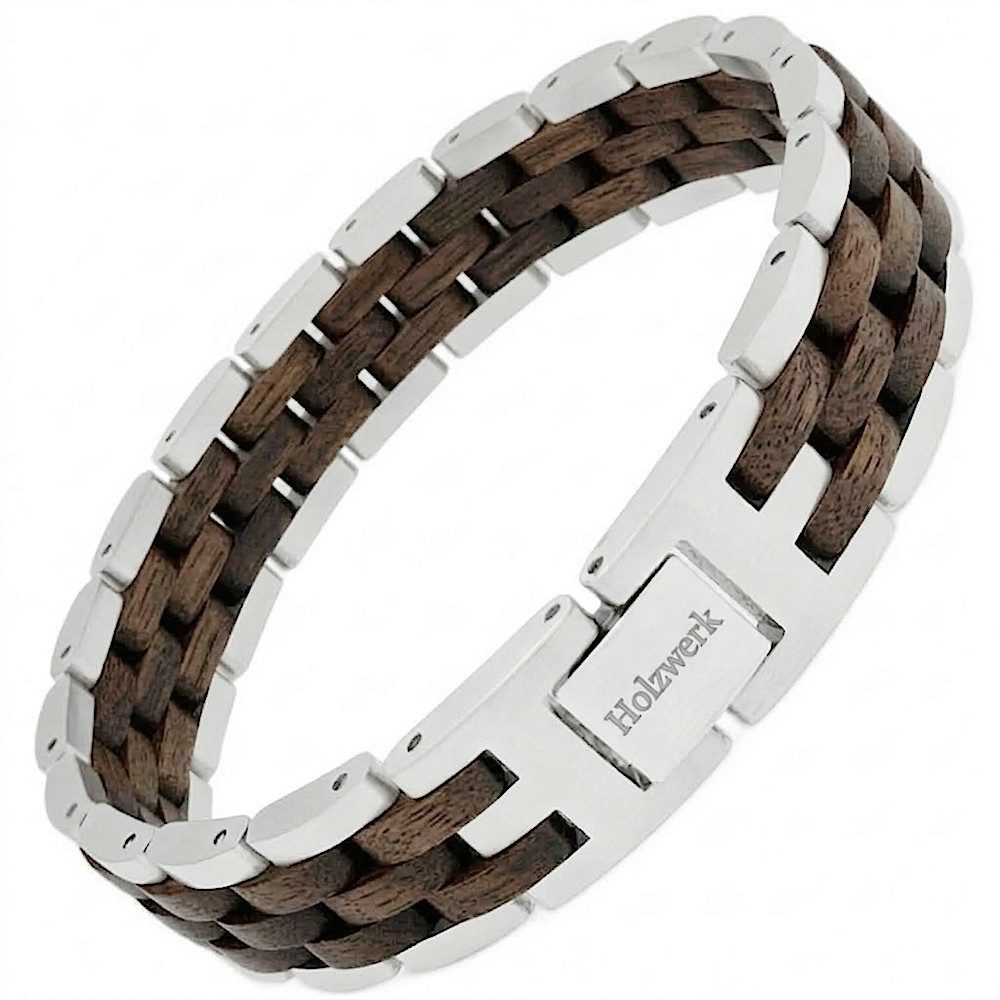 Holzwerk Edelstahlarmband Designer Holz Armband, Armkette Gliederarmband, Holz Unikate inkl. Armbandkürzer, ideal als Geschenk