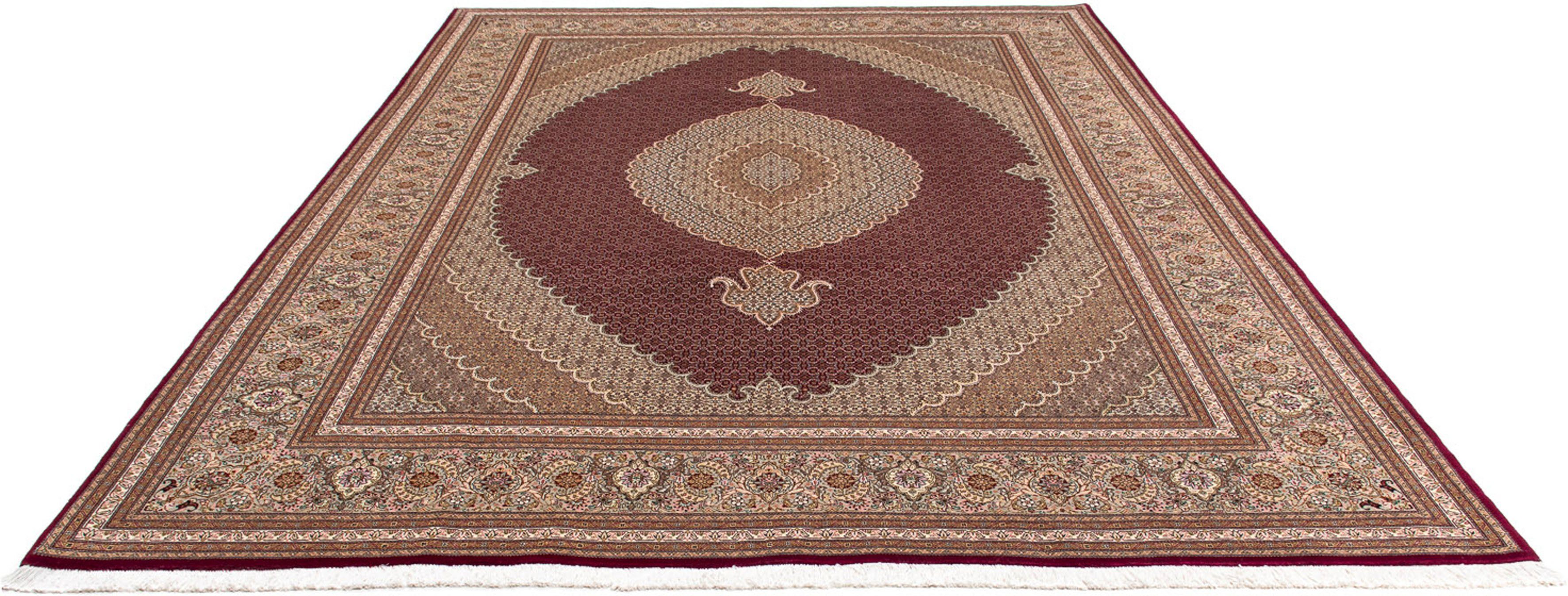 Orientteppich Perser - Täbriz - 351 x 254 cm - dunkelrot, morgenland, rechteckig, Höhe: 10 mm, Wohnzimmer, Handgeknüpft, Einzelstück mit Zertifikat