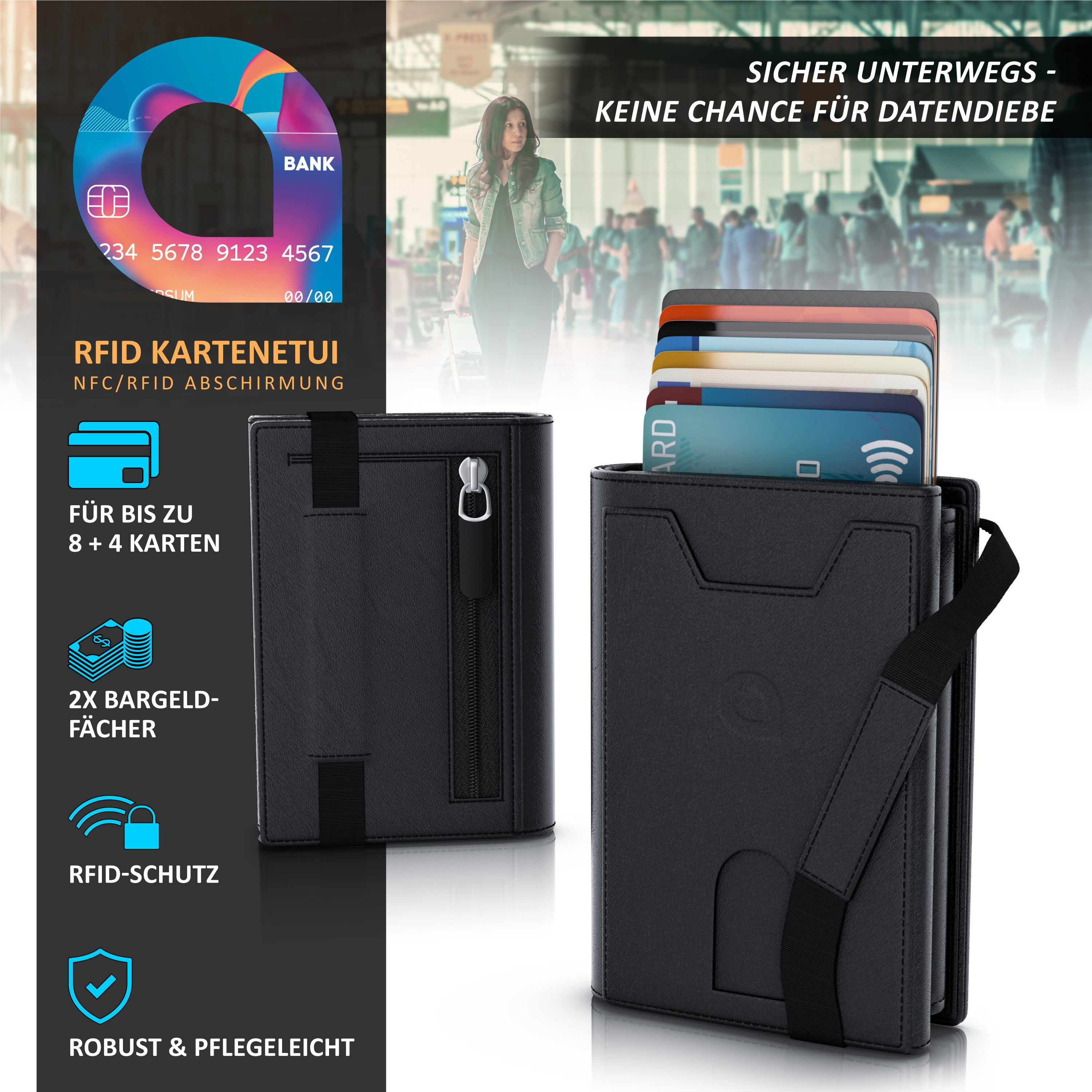 Aplic Kartenetui Leder & Alu Karten Schutzhülle für 8 bis 12 Karten mit Gel günstig online kaufen