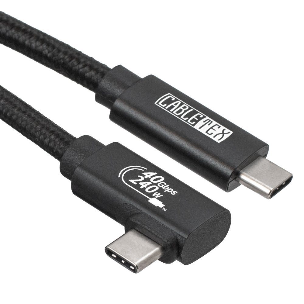CABLETEX USB 4 Gen3x2 Monitorkabel 90° abgewinkelt Thunderbolt 3 Thunderbolt-Kabel, USB-C, USB4, Thunderbolt, USB-C, USB4, Thunderbolt (50 cm), 8K-60Hz
