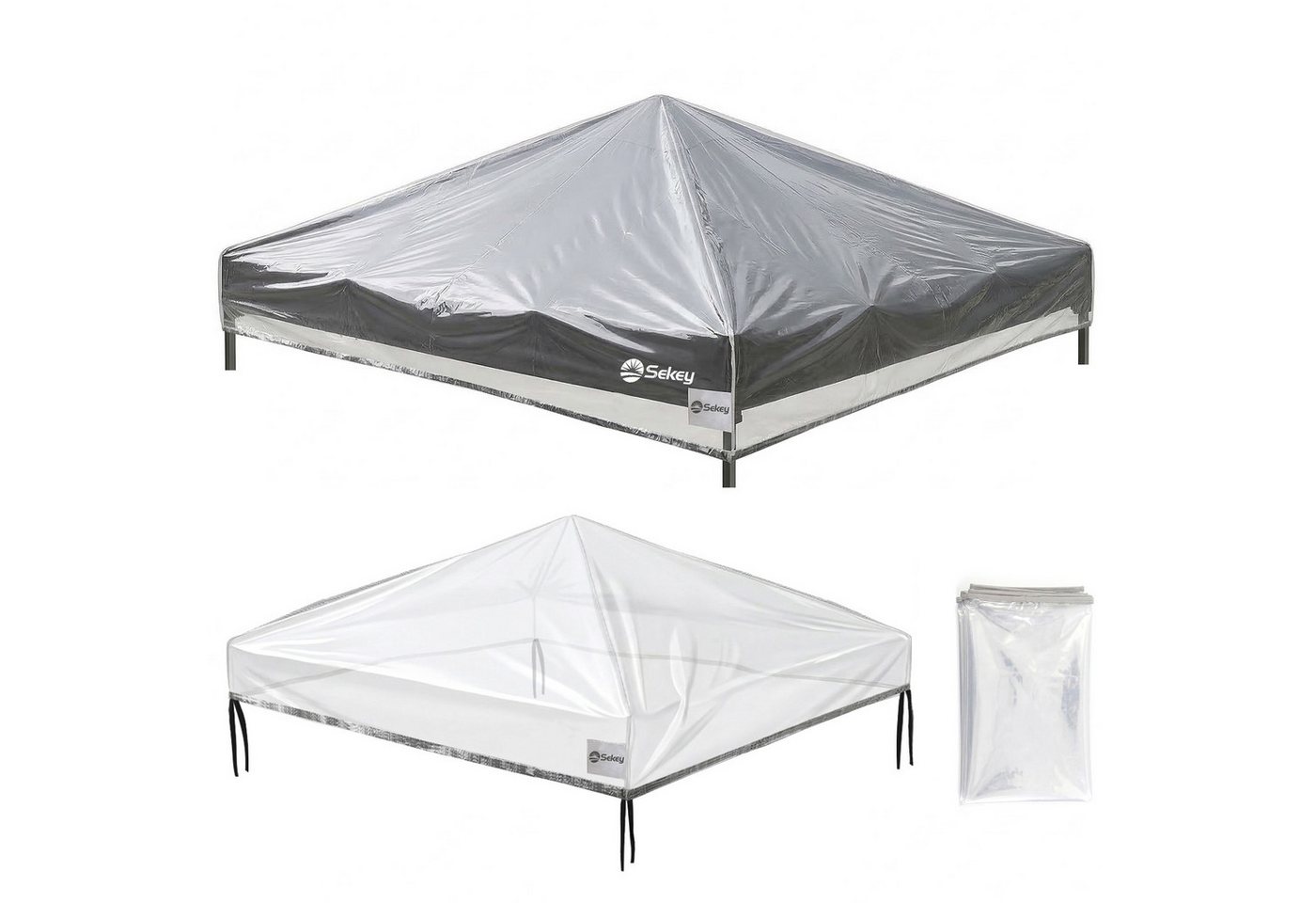 Sekey Pavillon-Schutzhülle Ersatzdach Pavillon 3 x 3 m Pavillondach Transparent Wasserfest, 270g/m², pavillon schutzhaube, Regenschutz Plane für Gartenzelt