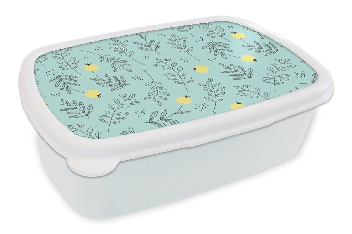 MuchoWow Lunchbox Muster Mädchen Saatgut und Erwachsene, für Kunststoff, Brotbox Kinder Jungs Pflanzen, (2-tlg), und - - Brotdose, weiß für