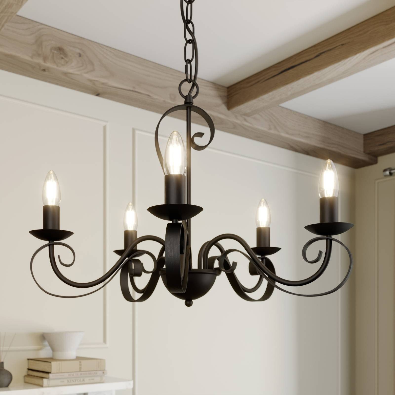 Lindby Kronleuchter Shervan, Metall, Braun IP20, 5 x 40 W