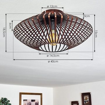 hofstein Deckenleuchte »Pieris« Deckenlampe aus Metall in Schwarz/Kupfer, ohne Leuchtmittel, E27, Leuchte m. Gitter u. Lichteffekt an der Decke