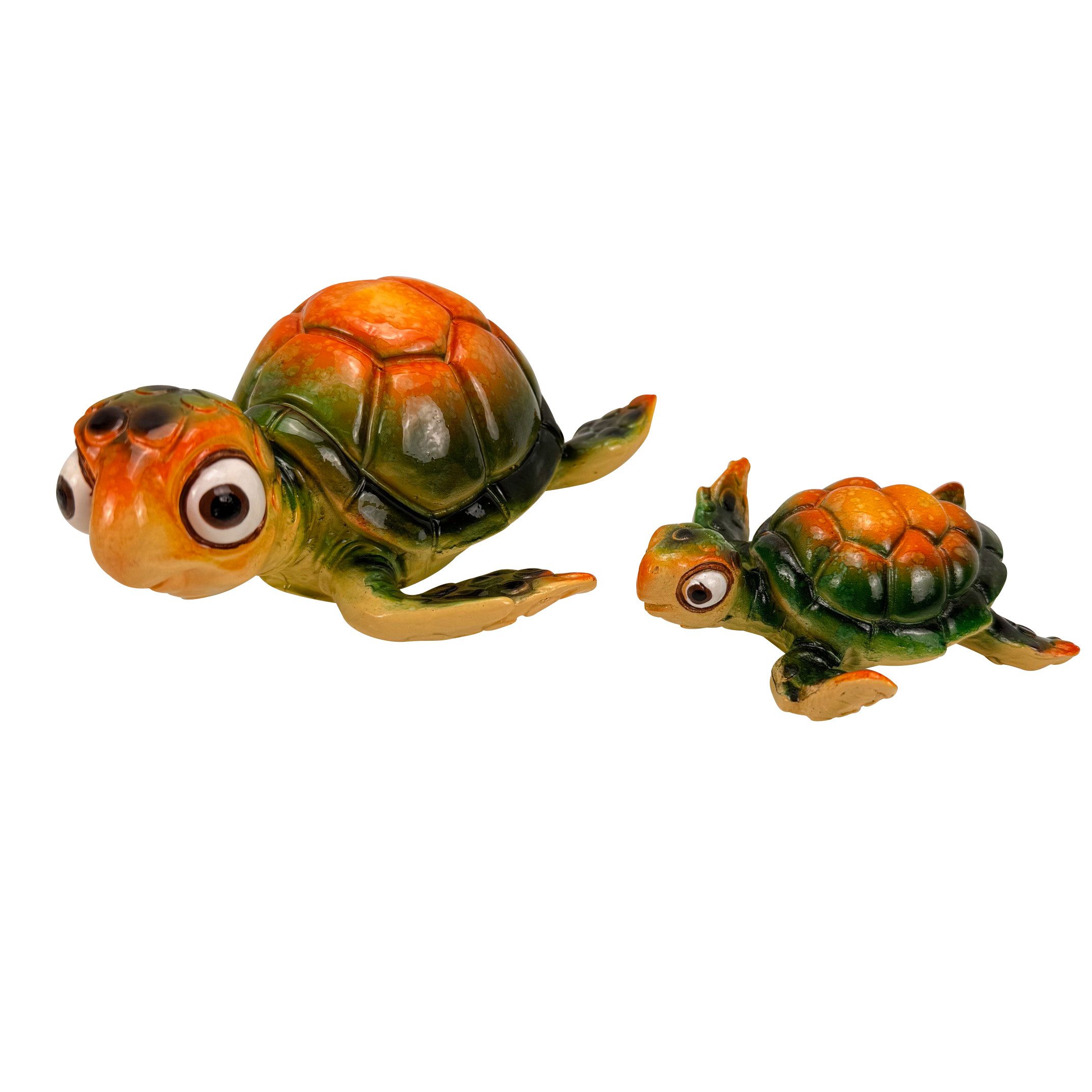 Online-Fuchs Gartenfigur - Deko Figuren 2 süße Schildkröten für Garten, Teich oder auch im Haus, (2er Set, Handbemalt), wetterfest, für den Außenbereich geeignet