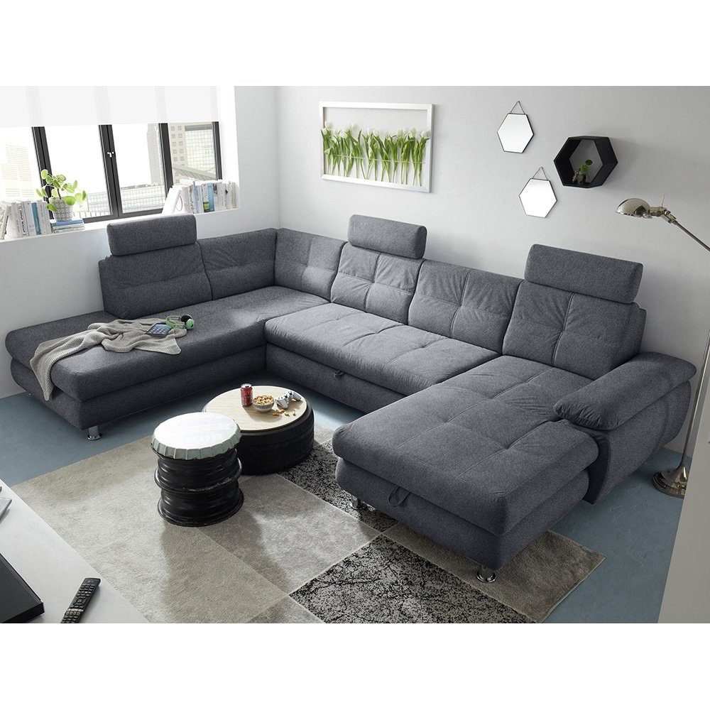 Lomadox Wohnlandschaft AUGUSTA-09, anthrazit 349x88x233 cm günstig online kaufen