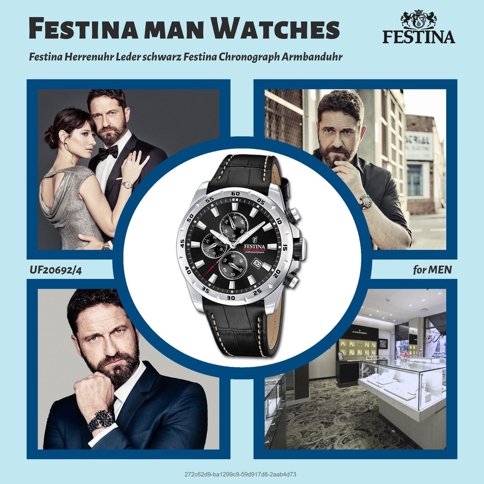Festina Chronograph Festina Herrenuhr Leder schwarz, günstig online kaufen