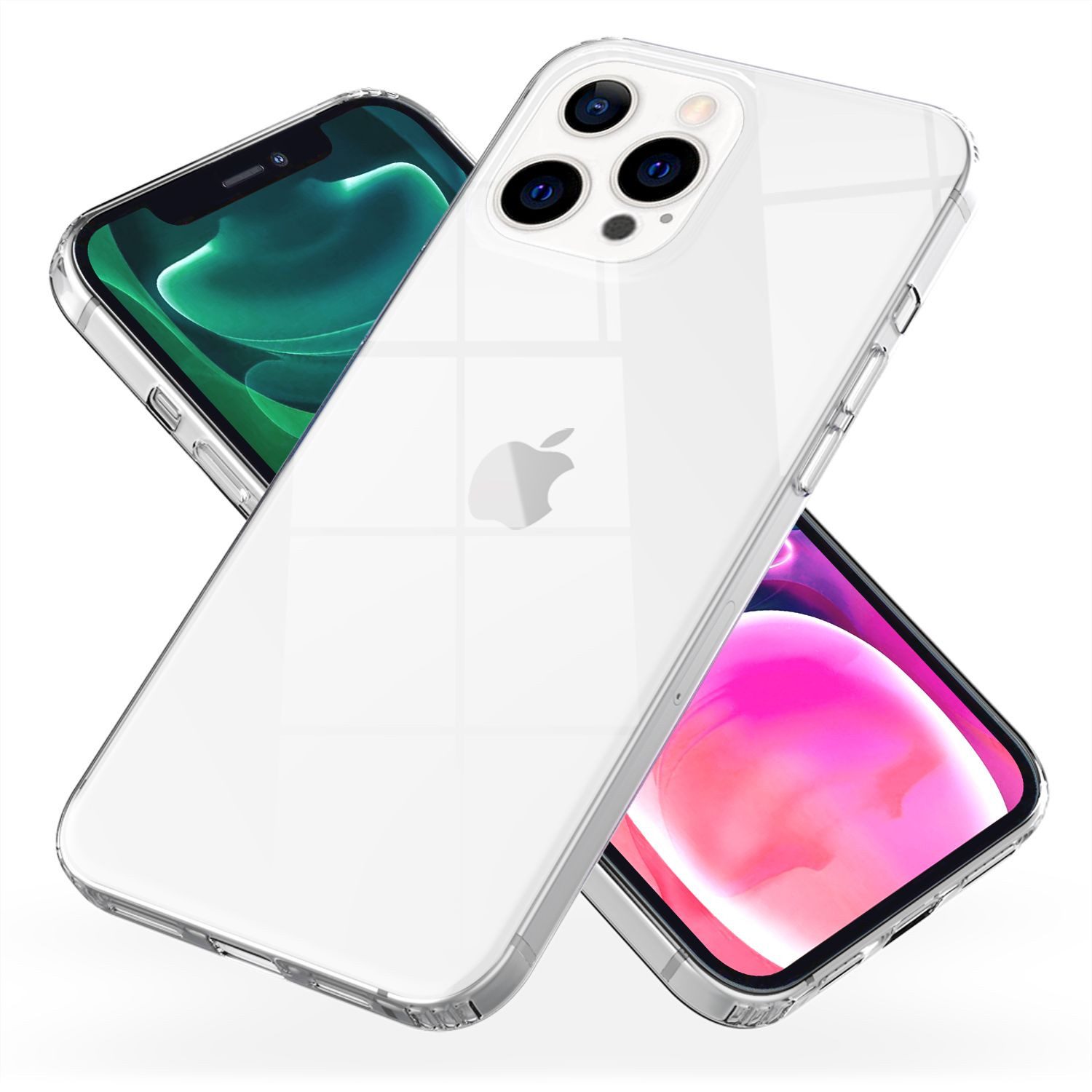 Nalia Smartphone-Hülle Apple iPhone 13 Pro 15,5 cm (6,1 Zoll), Klare Hybrid Hülle / Harte Rückseite / Kratzfest / Super Transparent