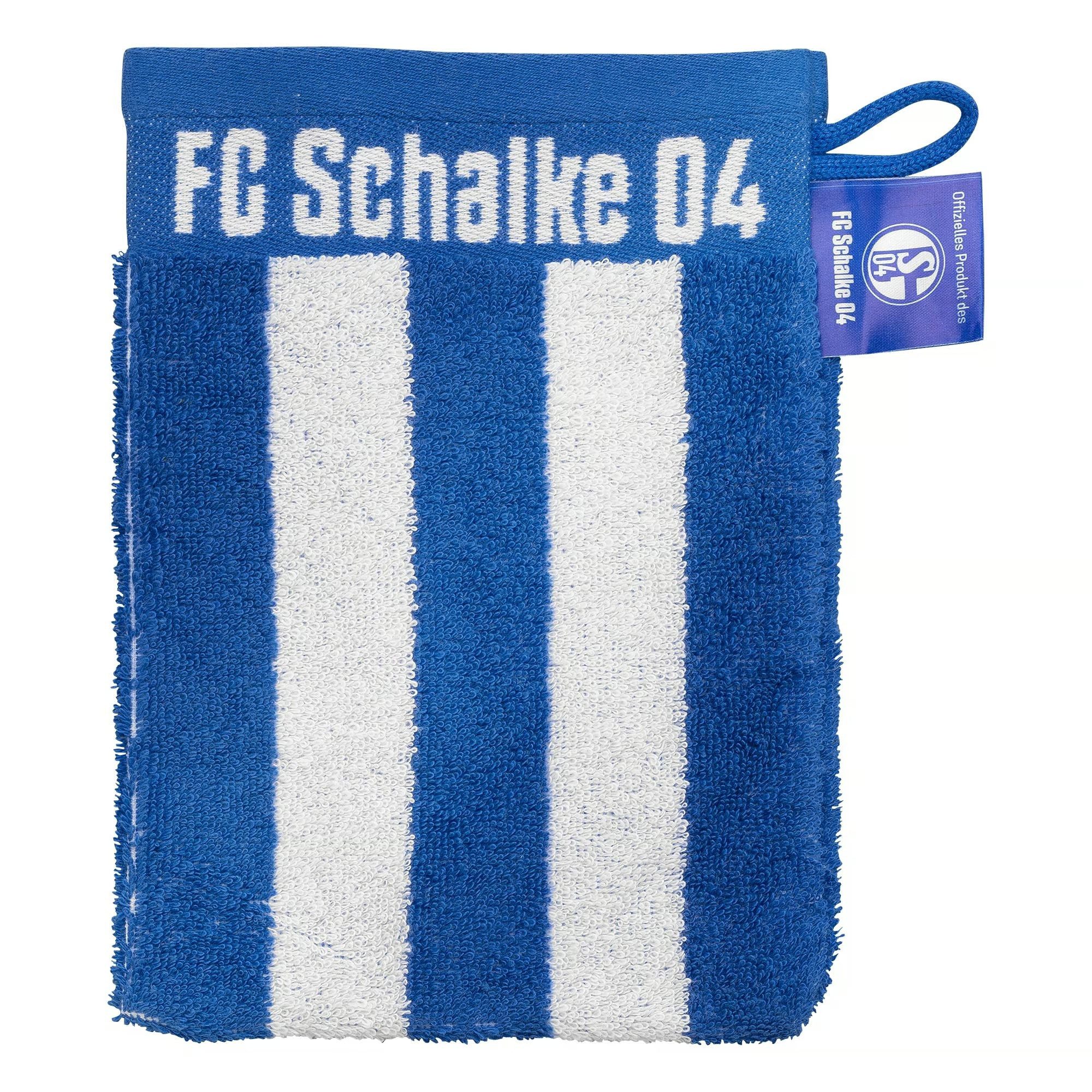 FC Schalke 04 Waschlappen Waschhandschuh Blockstreifen, Stoff