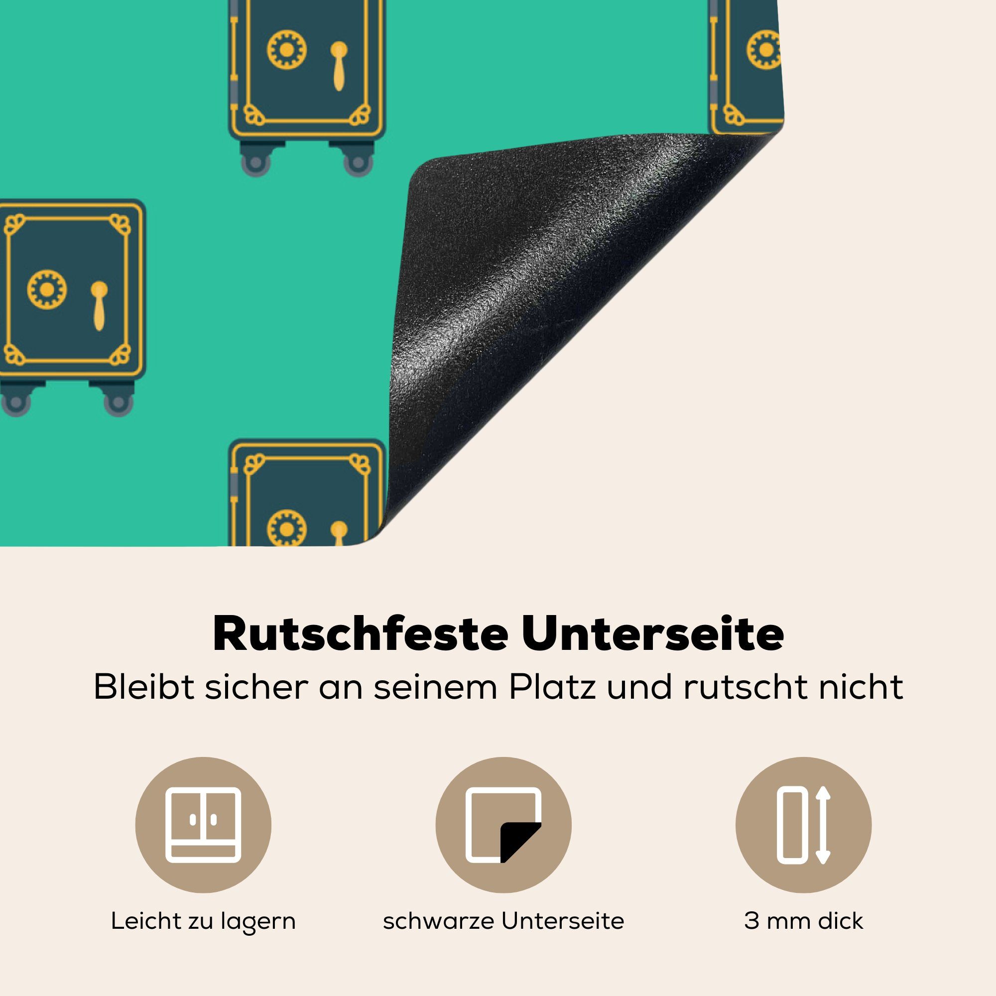 MuchoWow Herdblende-/Abdeckplatte Design - küche Sicher - Ceranfeldabdeckung, Vinyl, tlg), für 78x78 Blau, (1 Arbeitsplatte cm