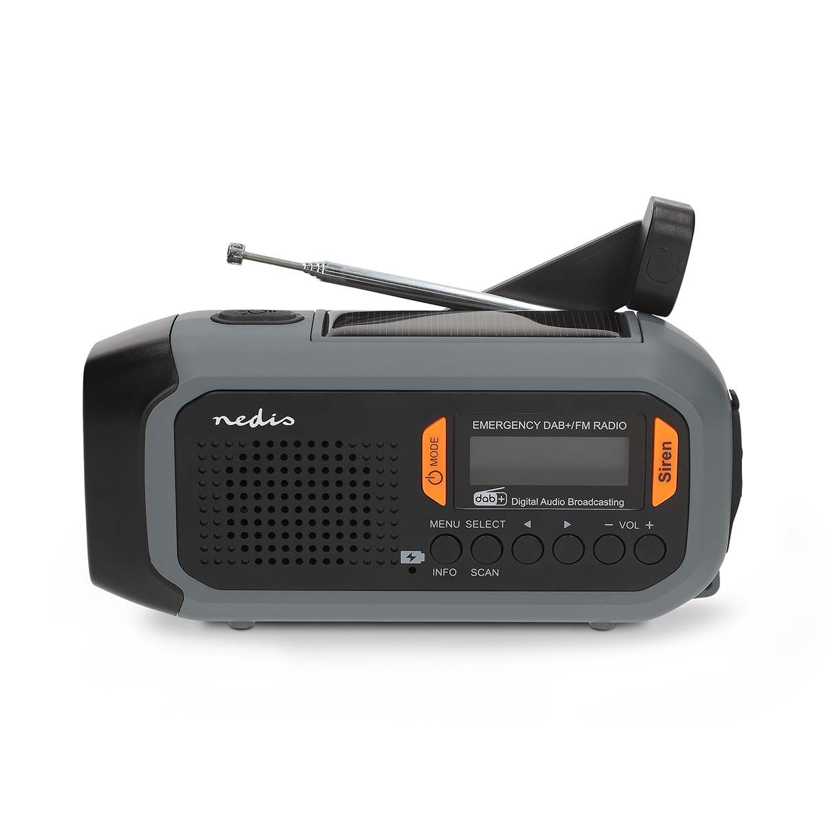 Nedis RDDBCR2600GY Notfallradio (DAB+ Radio,FM Radio, 8 W)