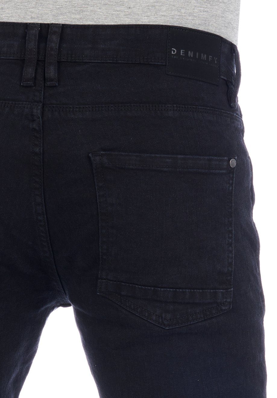 DENIMFY Straight-Jeans Herren Jeanshose Straight Denim DFMiro mit (B122) Jeanshose Fit Stretch Black
