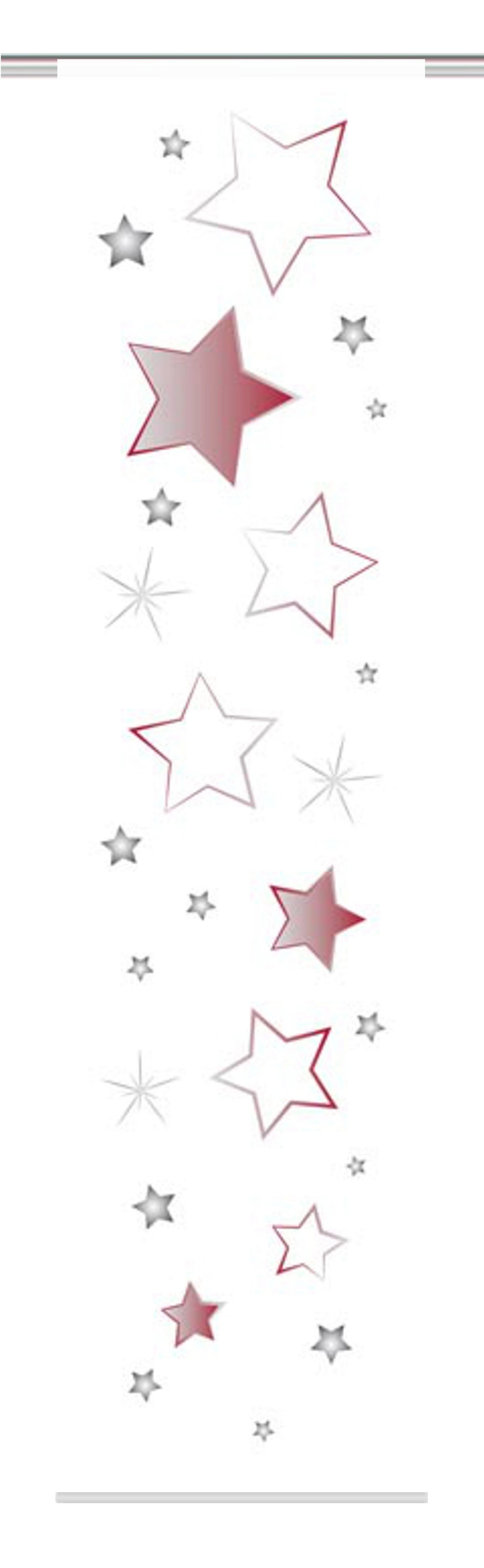 Clever-Kauf-24 Schiebegardine Flächenvorhang Stars / Sterne, rot, BxH 60x245cm, Weihnachten, halbtransparent
