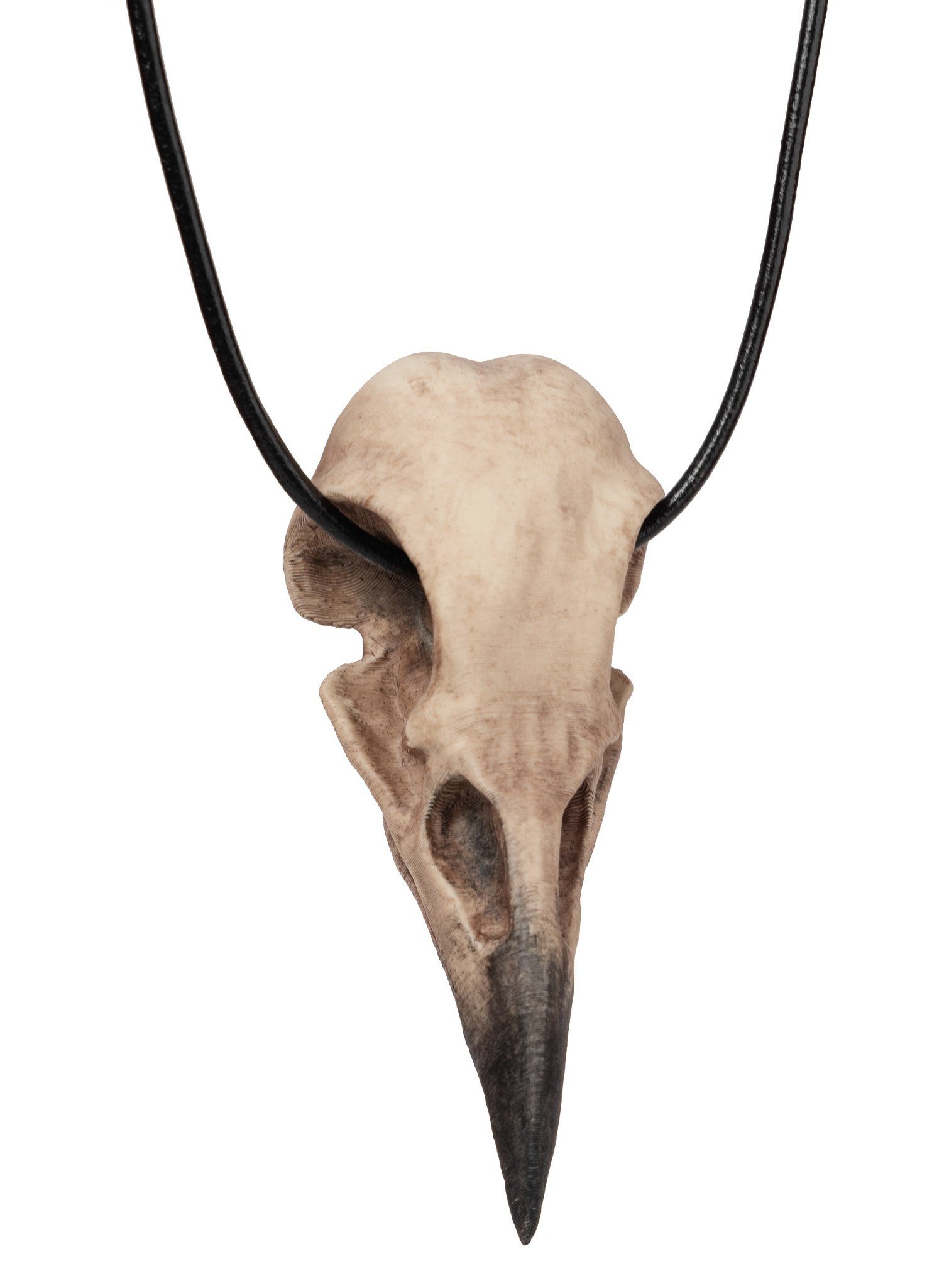 Andracor Zauberer-Kostüm Rabenschädel Anhänger mit Lederband (10cm), Für finstere Schamanen oder auch nicht ganz so finstere Hexen ist ein