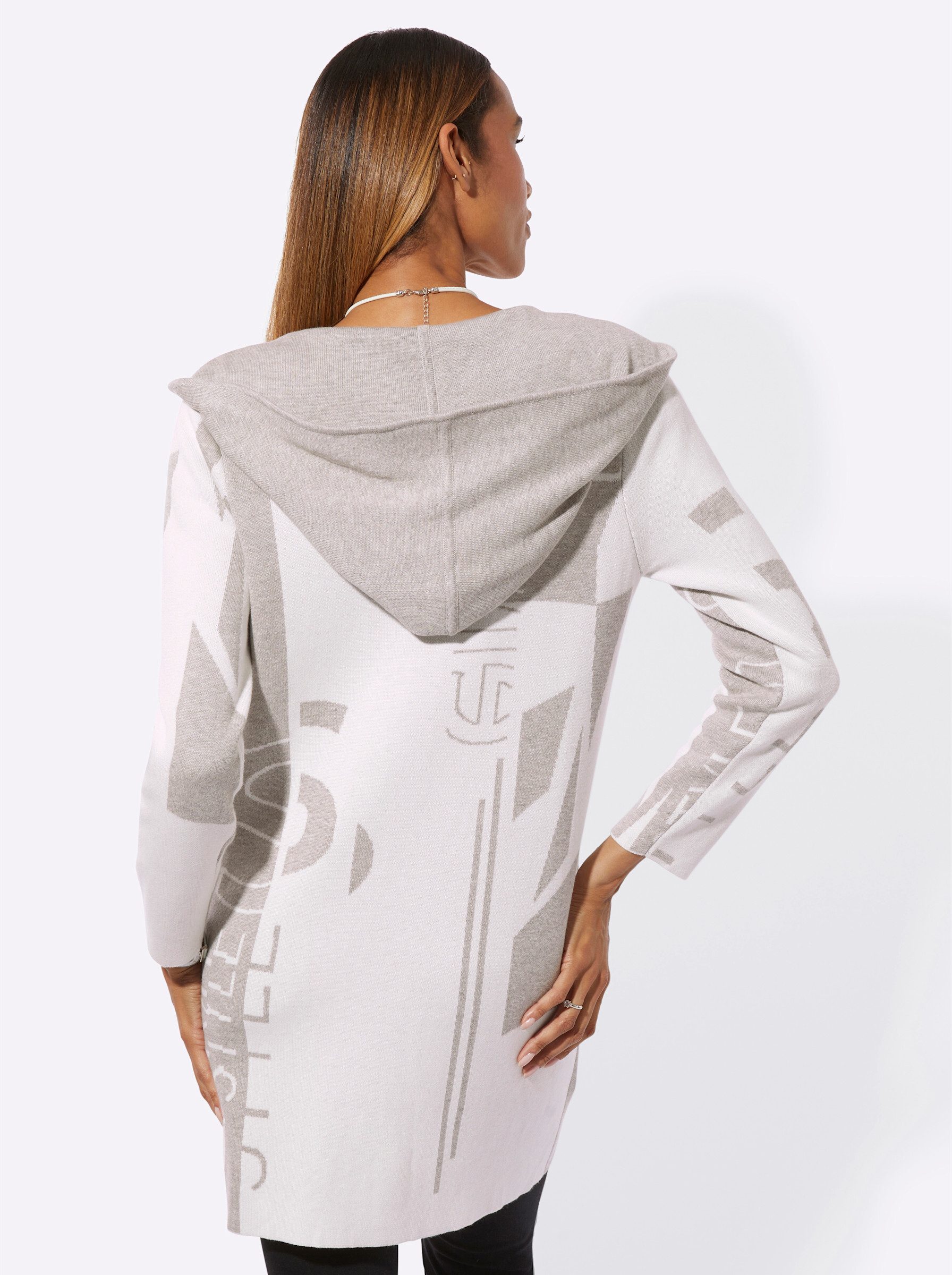 creation L Strickjacke Modal-Baumwoll-Strickjacke Langarm Jacquard – Bild 4 von 5