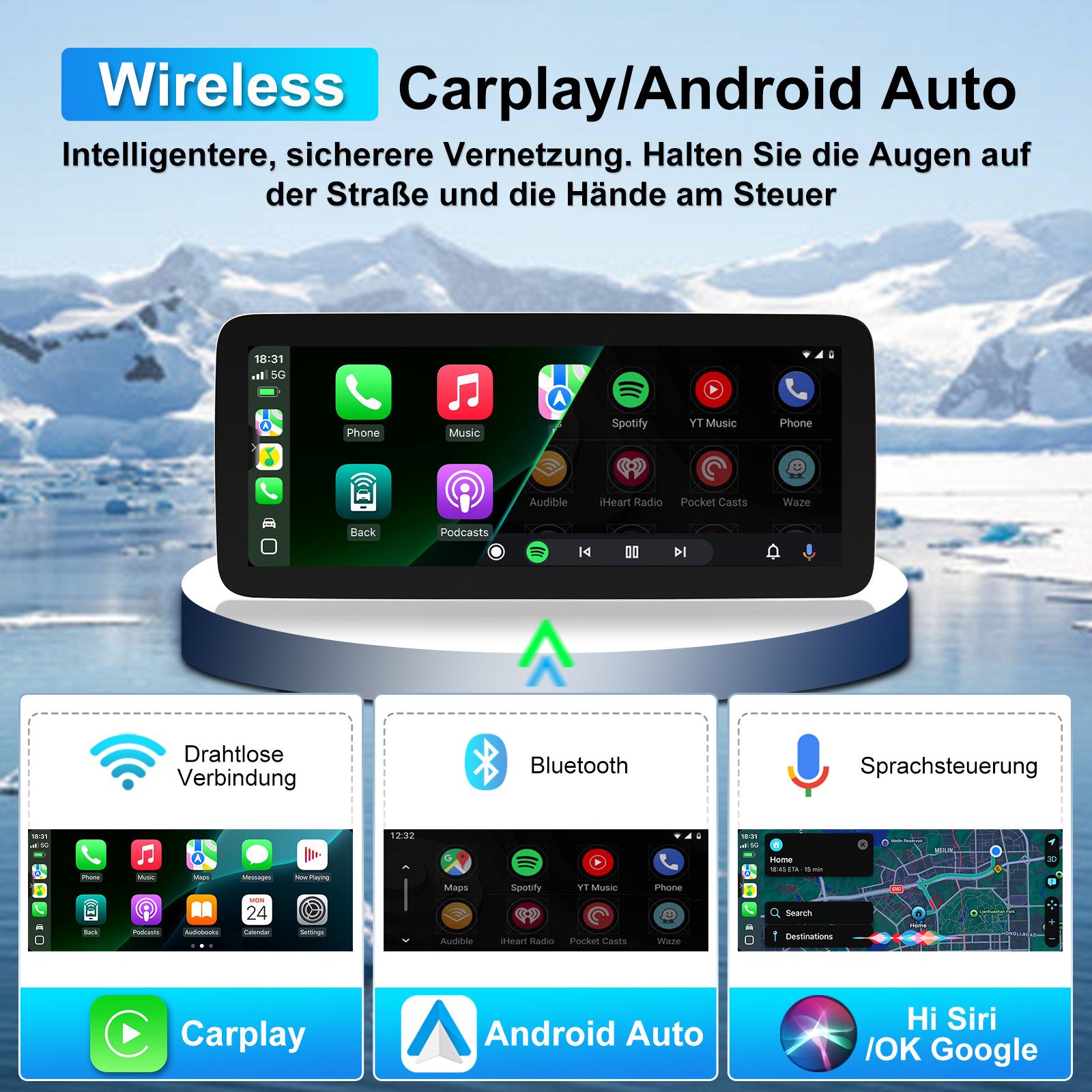 A-Sure 12.3" 4+64G Android 15 Carplay Für Mercedes Benz Vito W447 2014-2023 Autoradio (Digitalradio (DAB), FM, AM, RDS, 12.3 Zoll /2K /1920*720 IPS Screen)