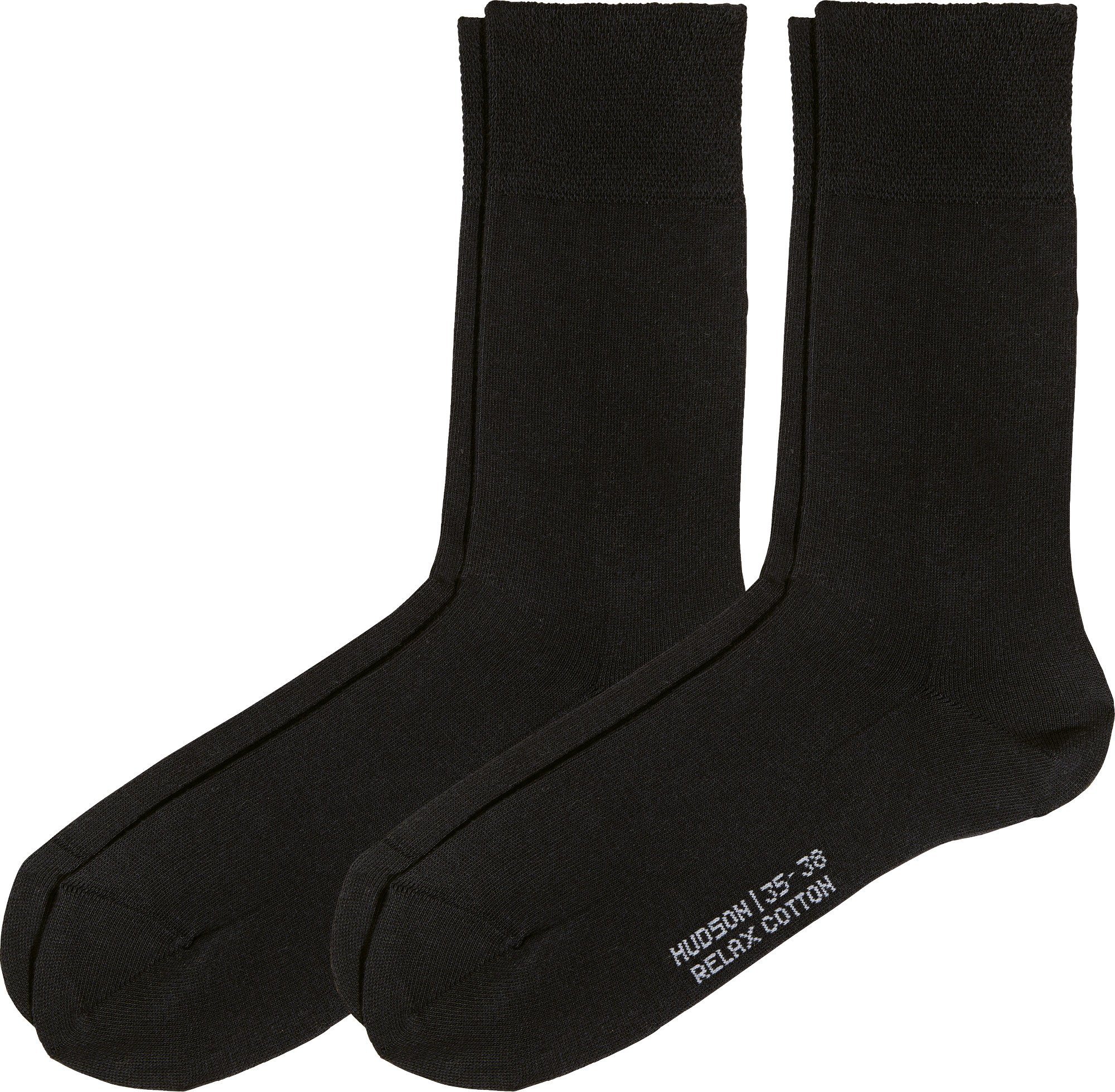 Hudson Socken Damen-Socken schwarz Paar Softbund 2 Uni mit