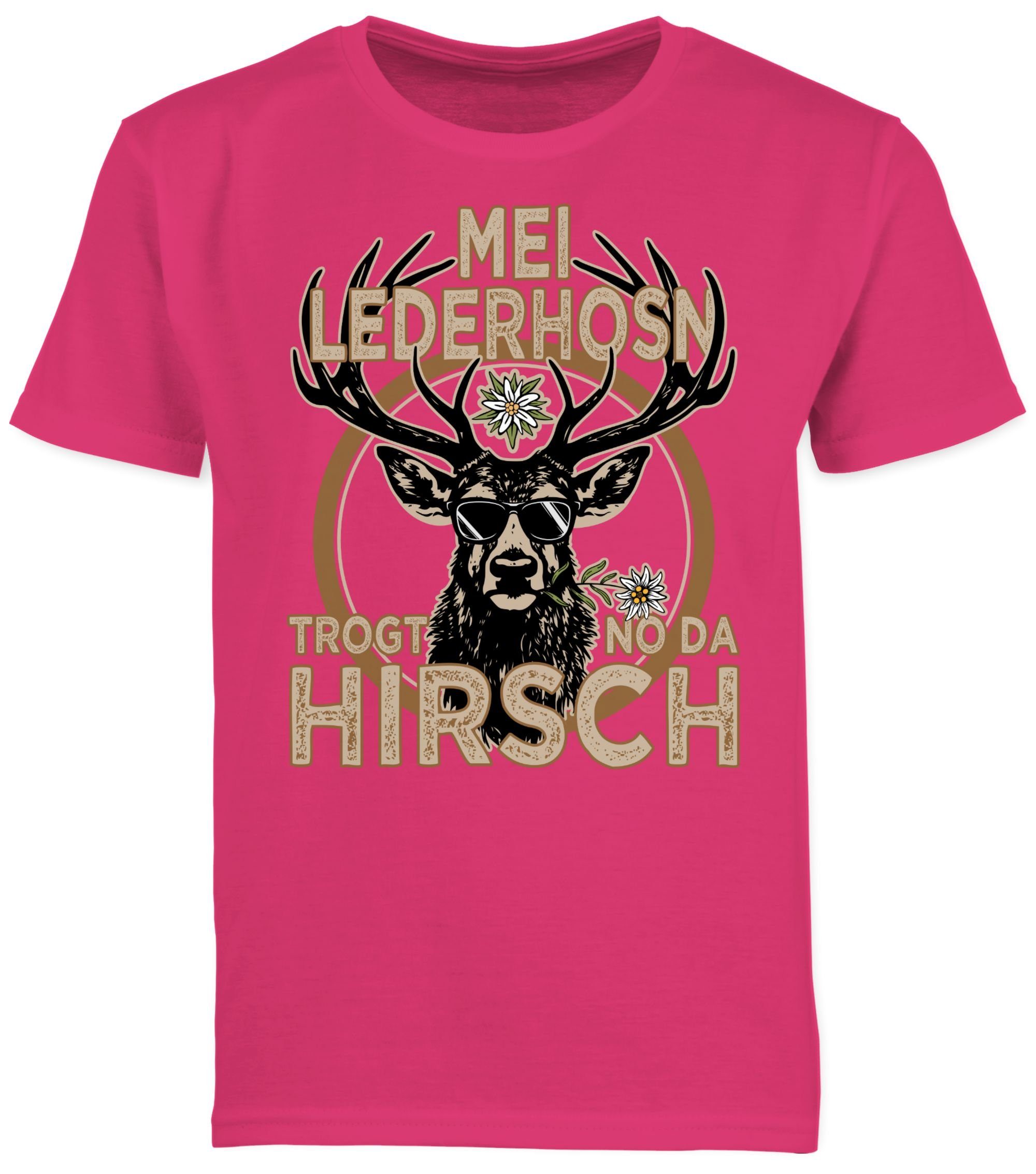der Fuchsia Kinder Trägt Lederhose Mode Spruch Outfit für Outfit Hirsch 03 Oktoberfest T-Shirt Shirtracer Trachten