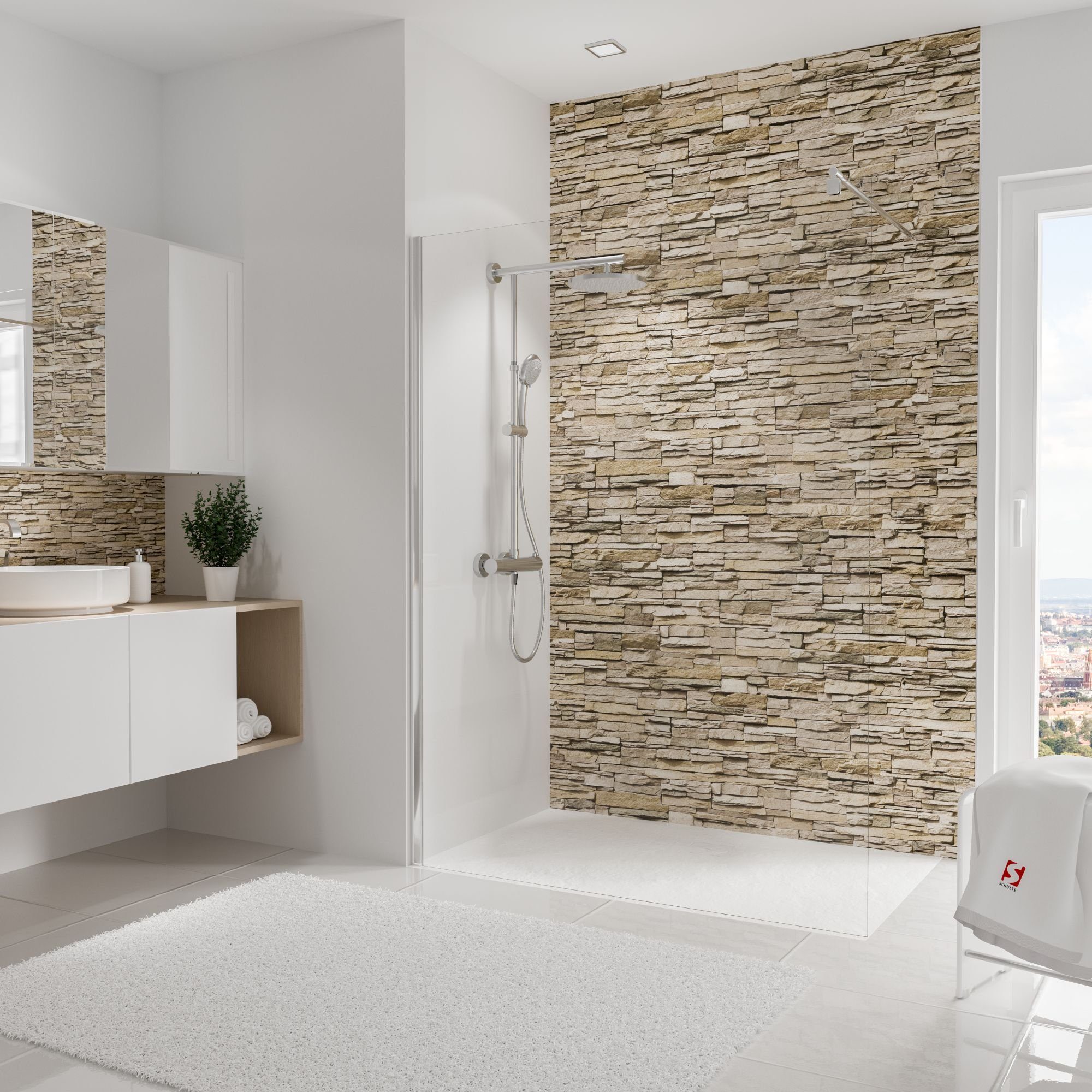 Schulte Badrückwand DecoDesign Dekor, (1-tlg), 150x255 cm, Verblender Hell, Wandverkleidung, Duschrückwand