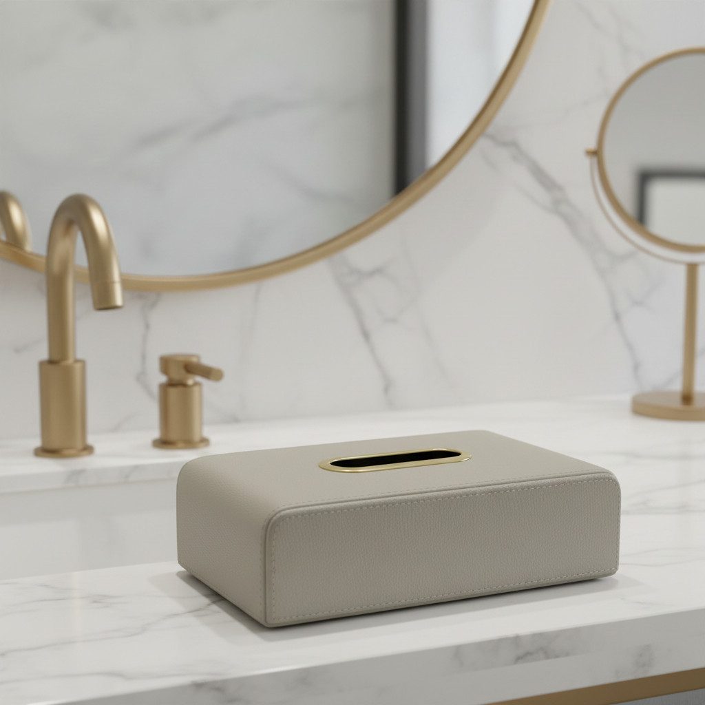 Signature Home Collection Papiertuchbox Papiertuchbox Kunstleder für Taschentücher Messing, mit Messinggriff, passt auf handelsübliche Tissueboxen