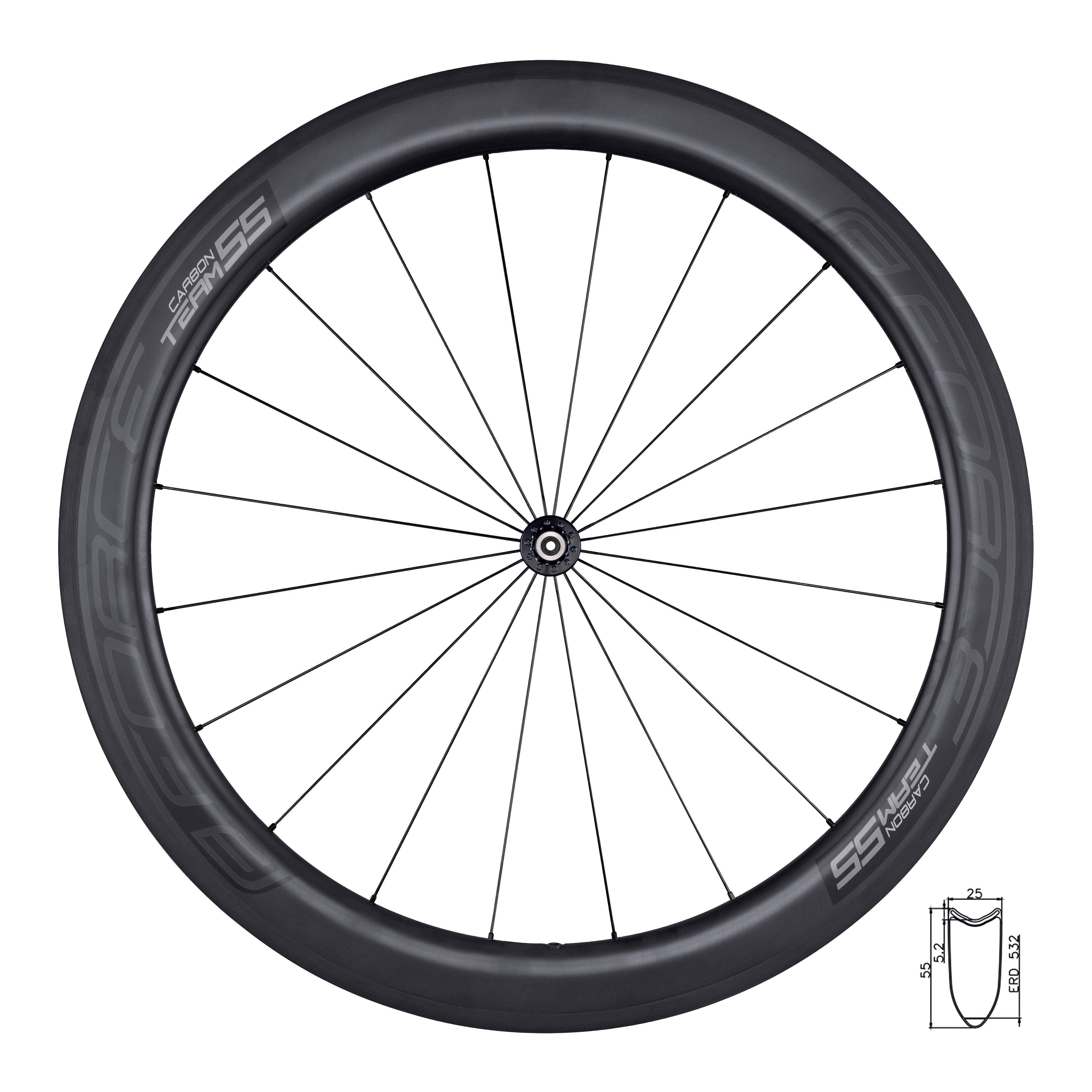 FORCE TEAM Fahrrad-Laufrad tubular FORCE CARBON wheel 55 road front