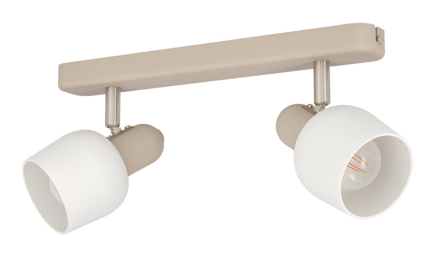 EGLO Deckenstrahler CORATO, Weiß, Beige, 2-flammig, Breite 30 cm, ohne Leuchtmittel, Metall, Glas, Deckenlampe