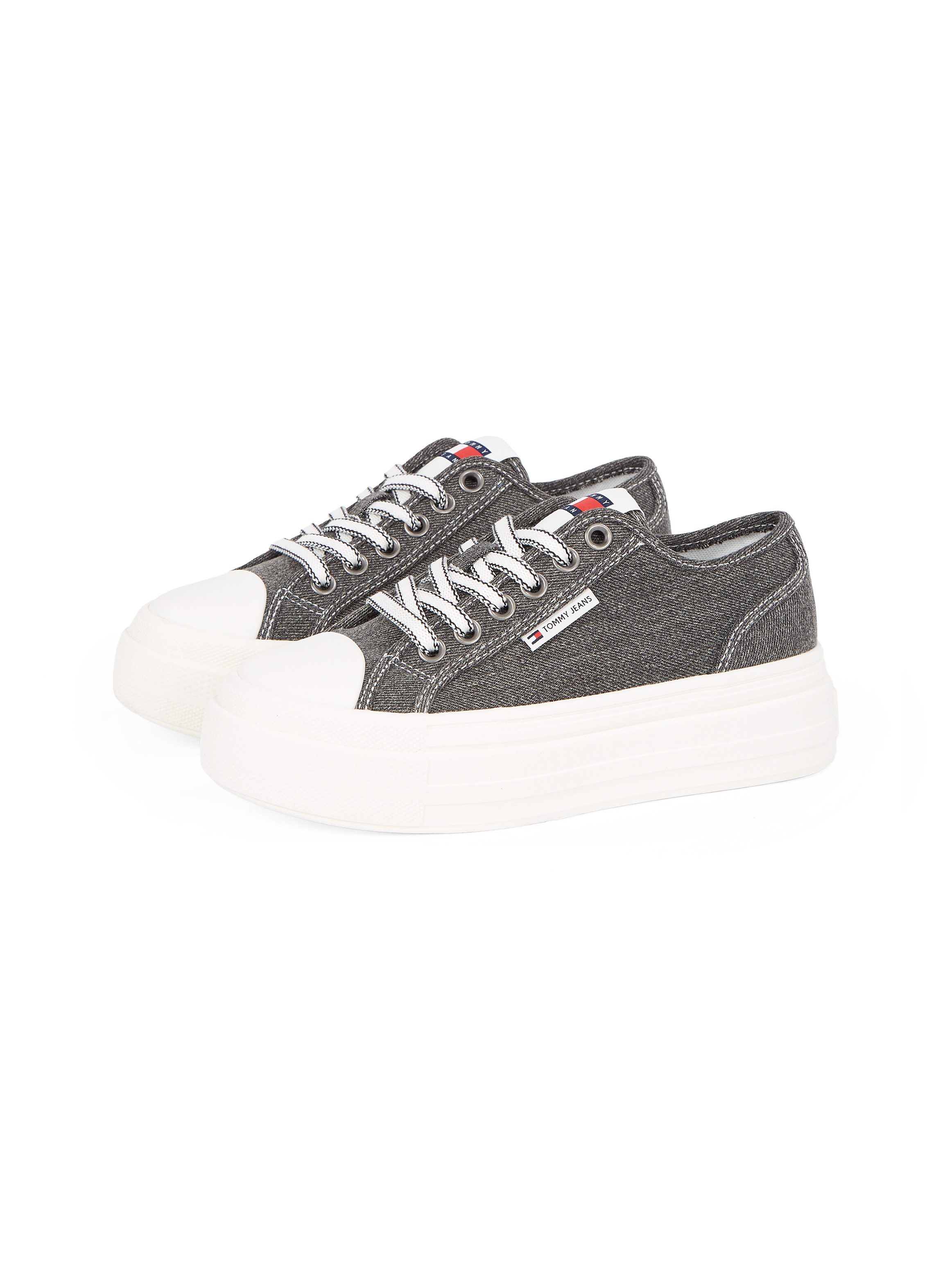 Tommy Jeans TJW FOXING FLATFORM LC Plateausneaker, Freizeitschuh, Halbschuh, Schnürschuh im Jeans-Look