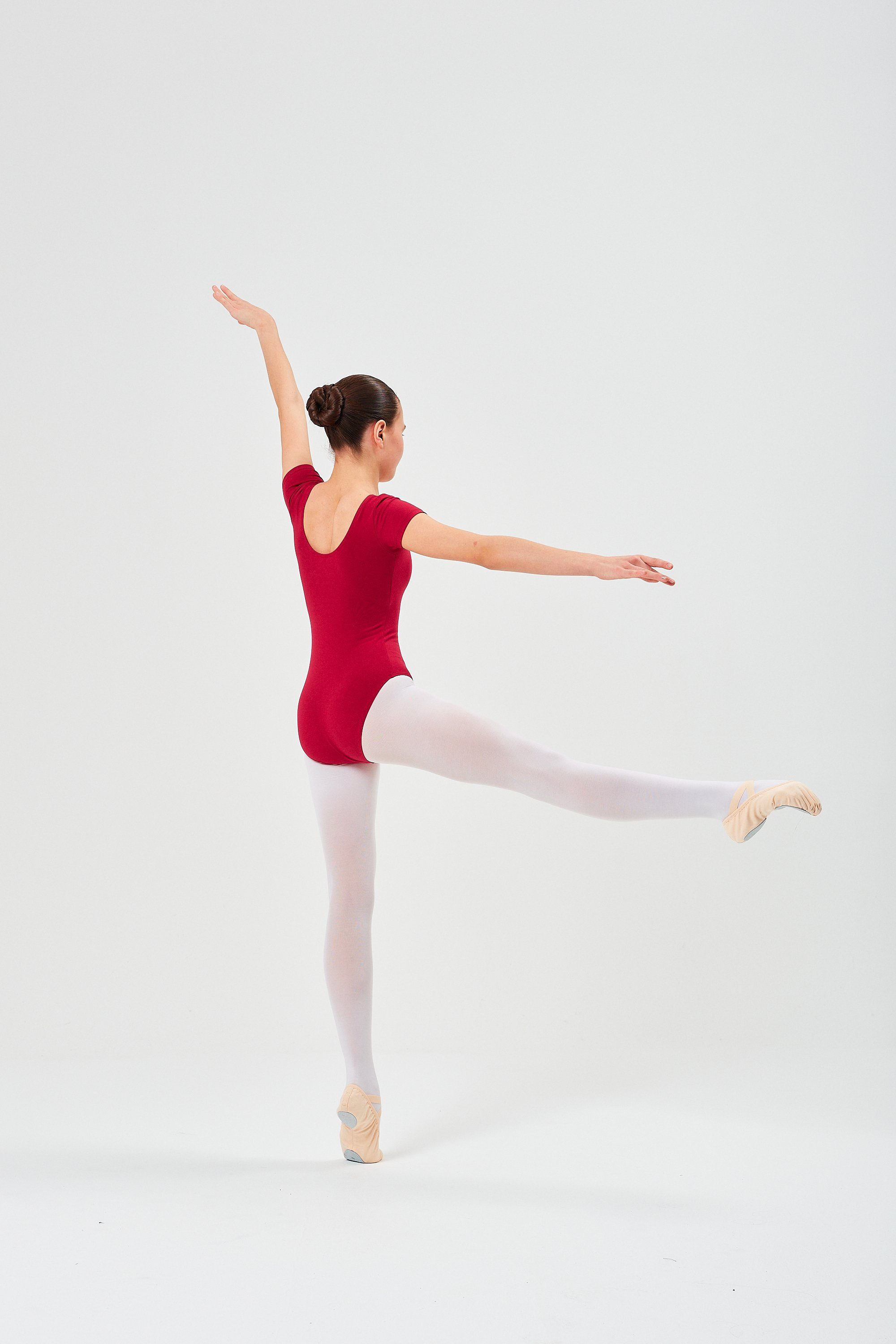 tanzmuster Body Ballettbody Trikot aus Sally Kurzarm Baumwolle weicher fürs Kinder Ballett burgunder