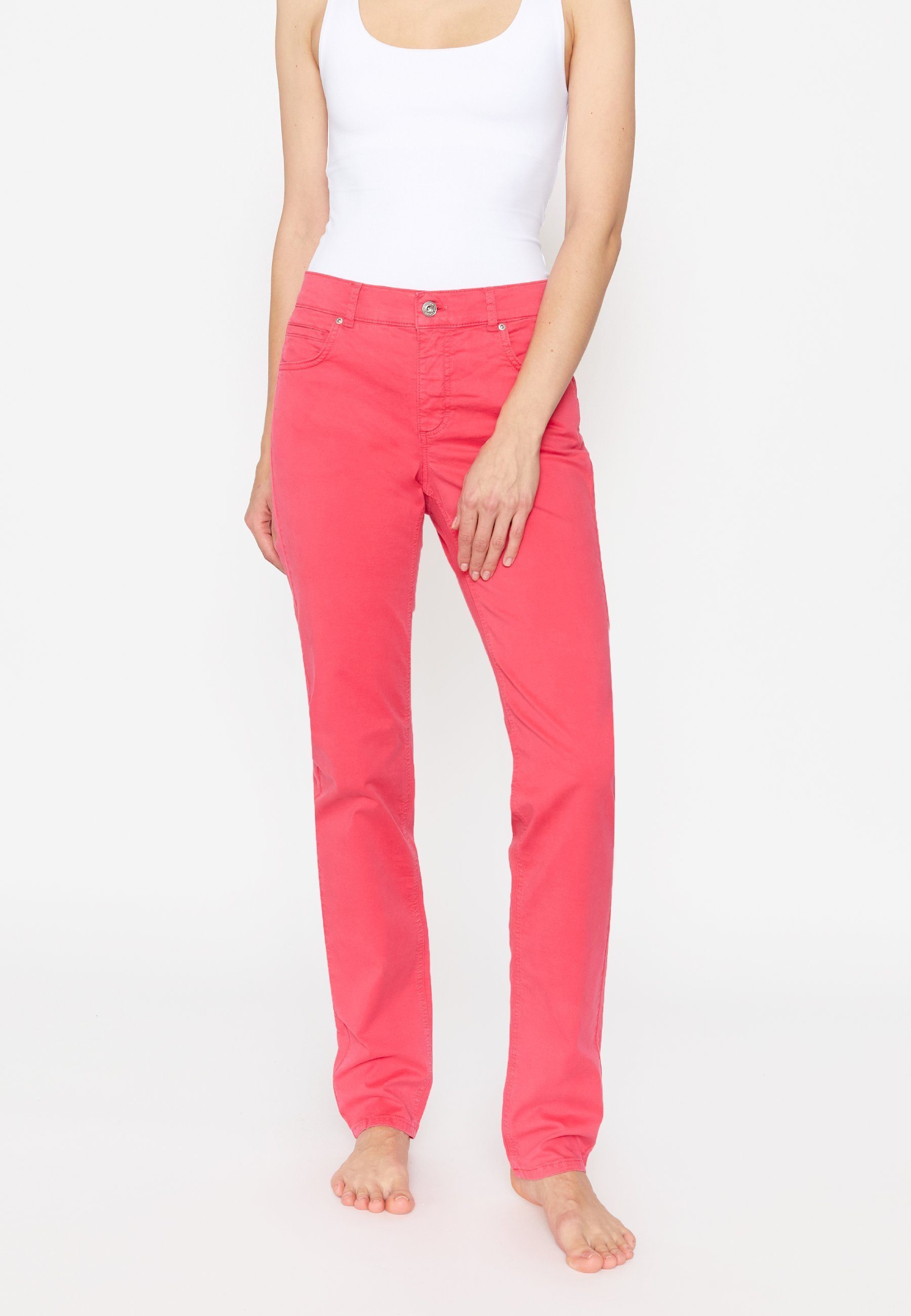 ANGELS Straight-Jeans Jeans Cici mit Coloured Denim Ton-in-Ton-Nähte pink