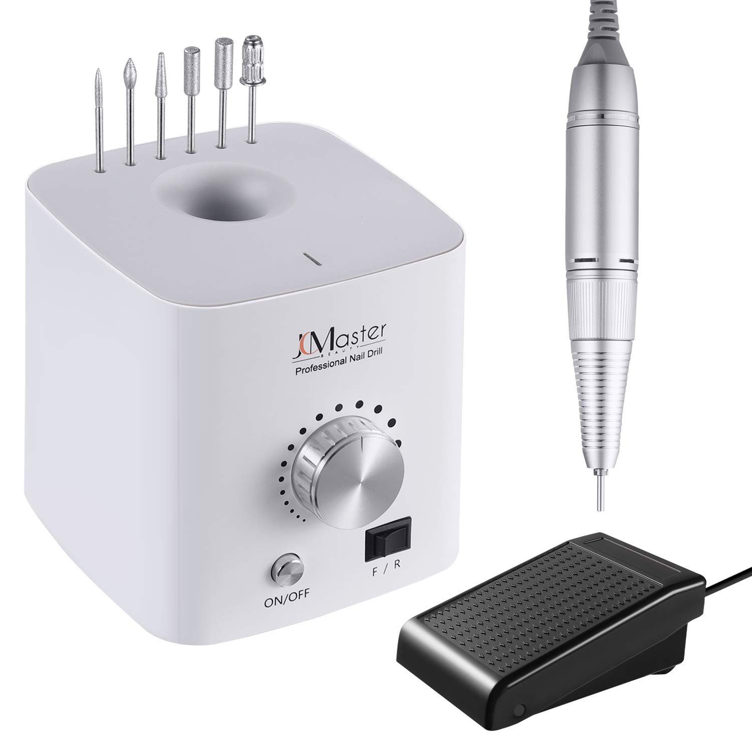 JCMaster Maniküre-Pediküre-Set, Nagelfräser 30000RPM inkl.6 Bits & Fußpedal