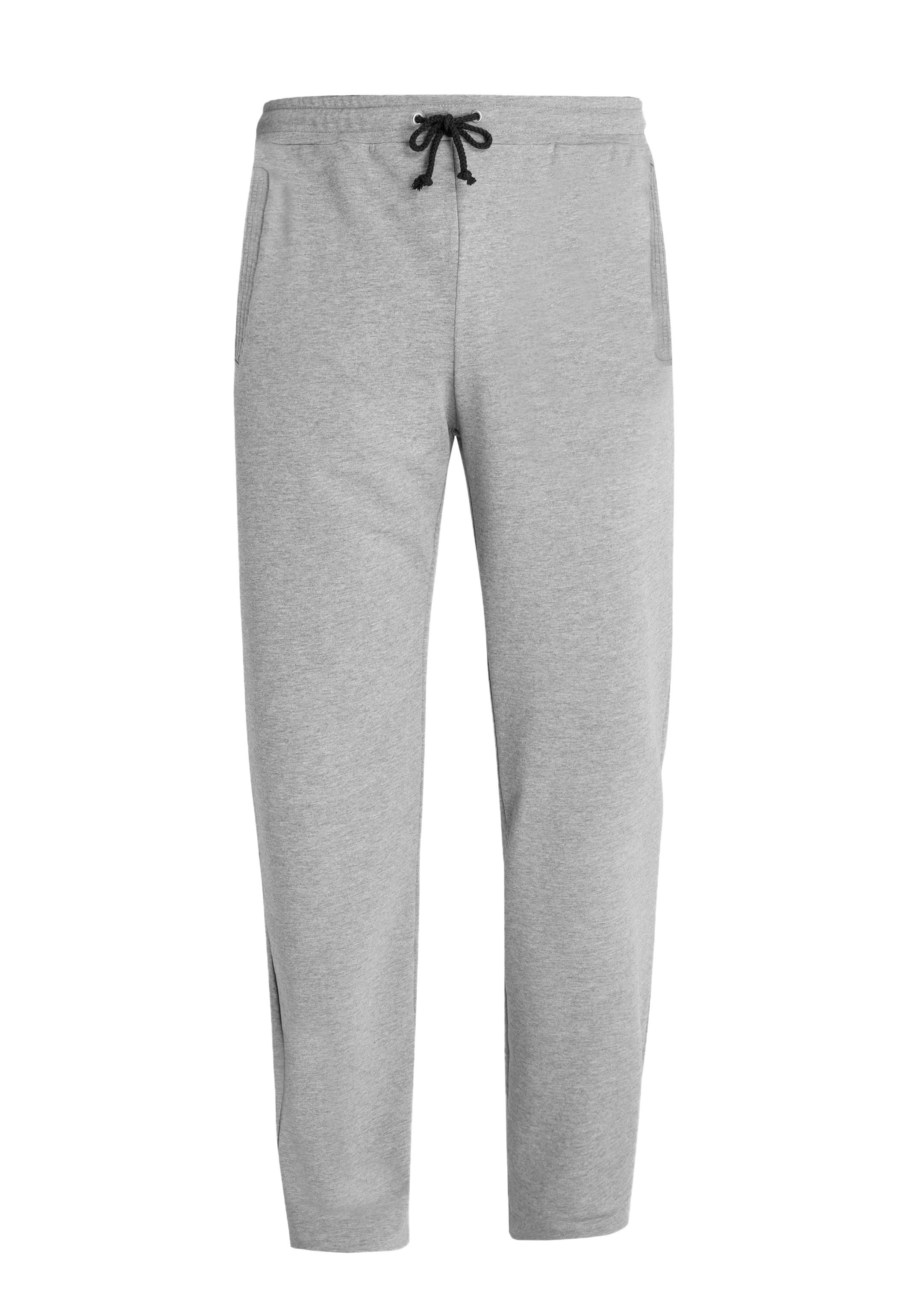 Hose Melange - zwei Lange Homewear Grau Baumwolle (1-tlg) Klima-Komfort Hosentaschen Jogginghose Hajo mit - Hose